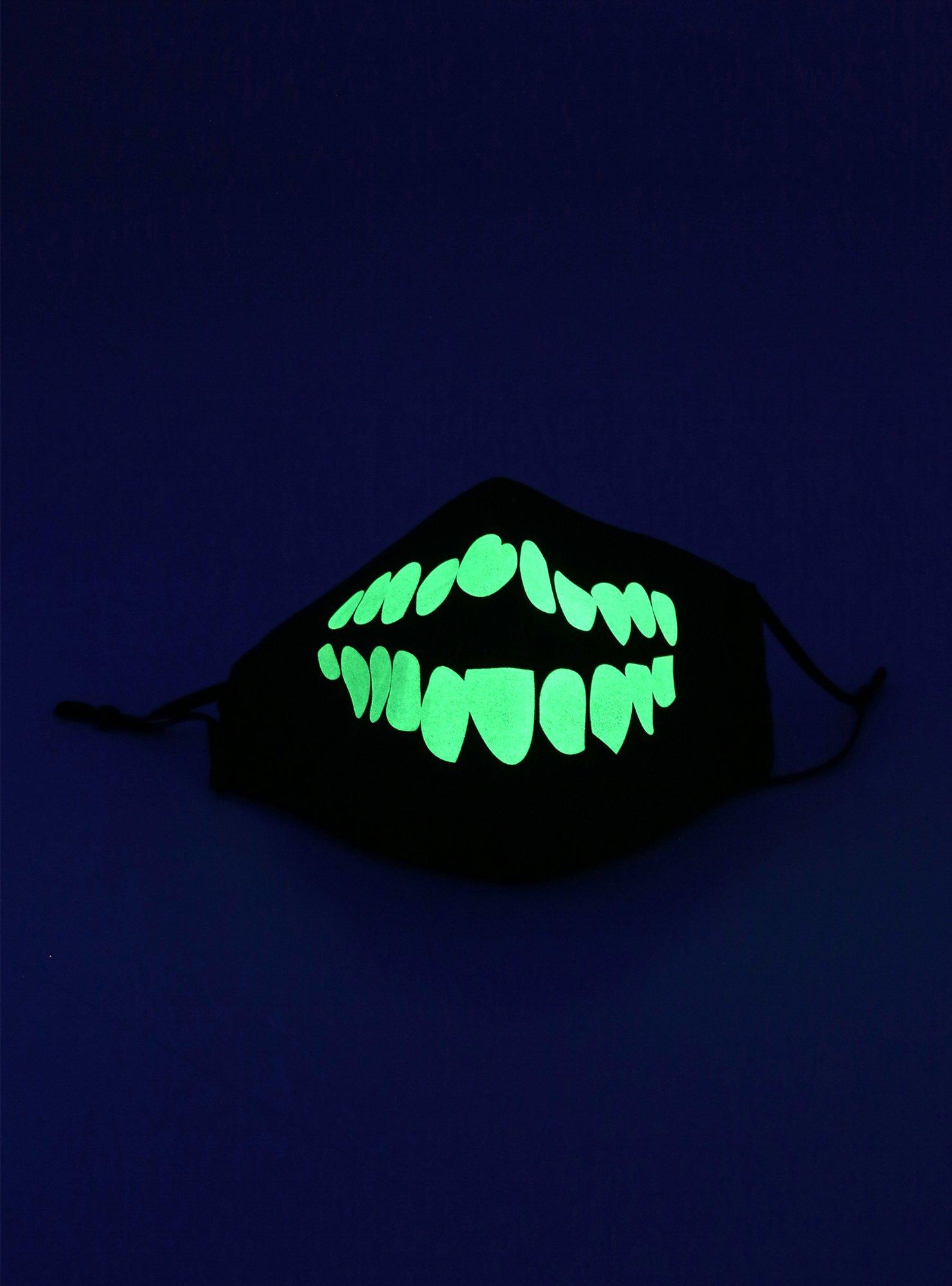 Skeleton Teeth Glow-In-The-Dark Fashion Face Mask, , alternate
