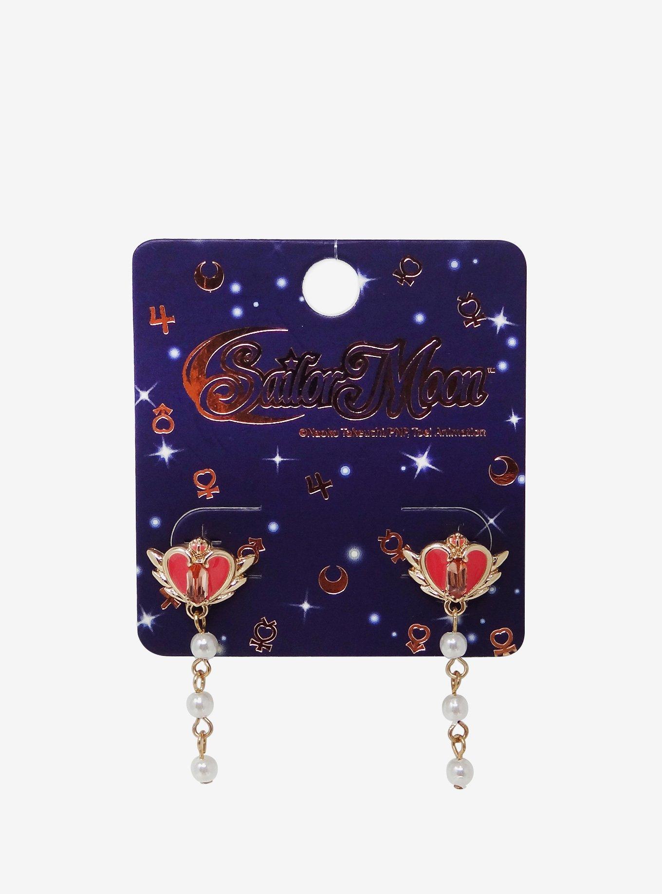 Sailor Moon Heart & Pearls Stud Earrings, , alternate