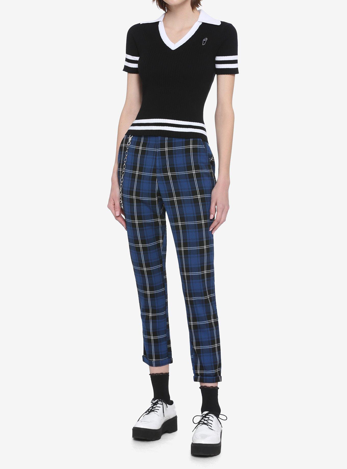 Black & White Coffin Crop Girls Polo Shirt, BLACK, alternate