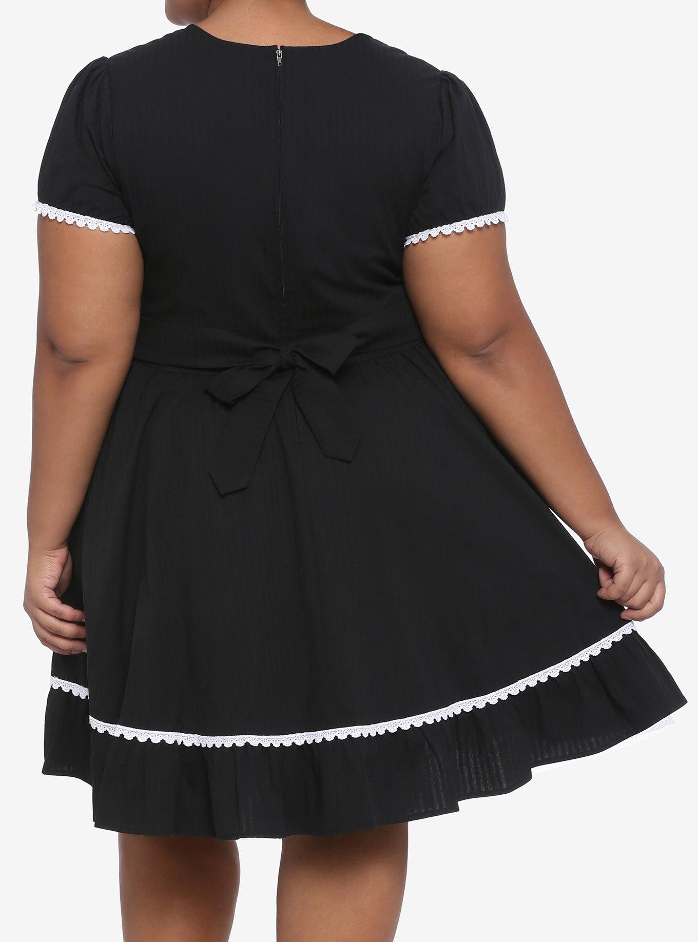 Black & White Lace Panel Dress Plus Size, BLACK, alternate