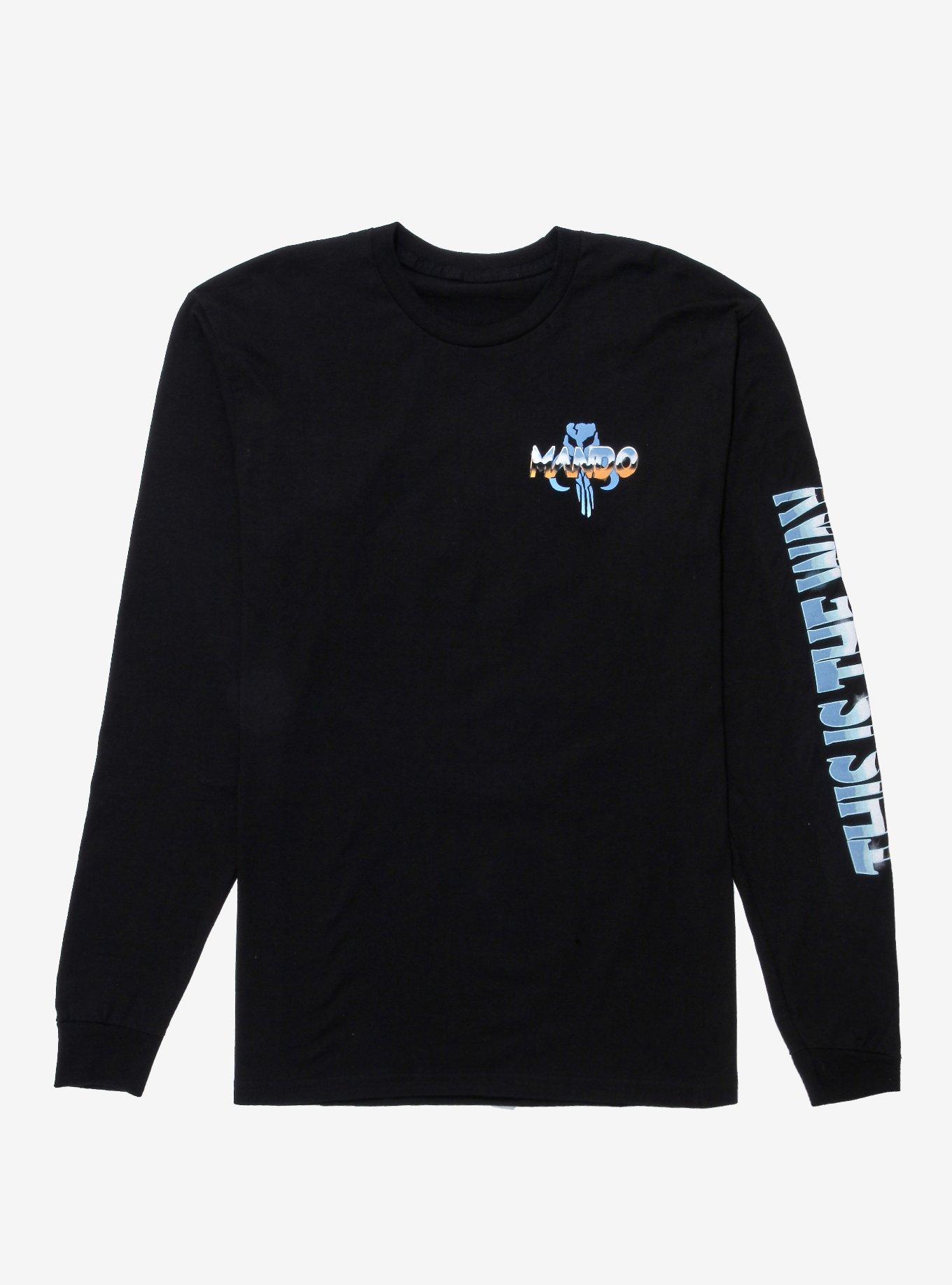 Star Wars The Mandalorian Chrome Long Sleeve T-Shirt - BoxLunch Exclusive, BLACK, alternate