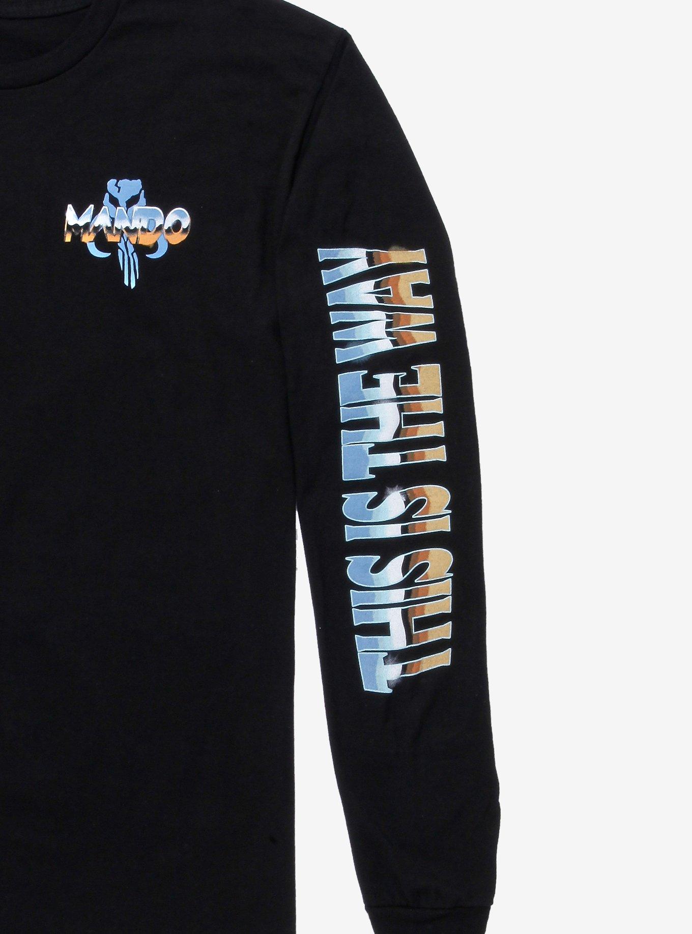 Star Wars The Mandalorian Chrome Long Sleeve T-Shirt - BoxLunch Exclusive, BLACK, alternate