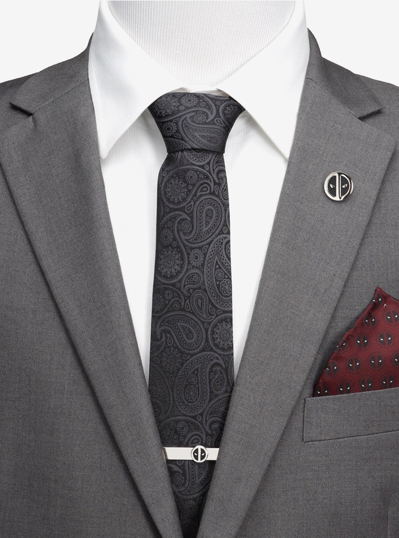 Marvel Deadpool Hidden Paisley Black Silk Tie, , alternate