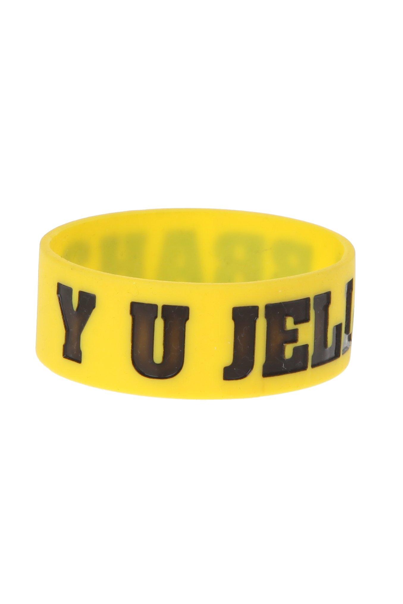 Yellow Y U Jelly Brah? Rubber Bracelet, , alternate