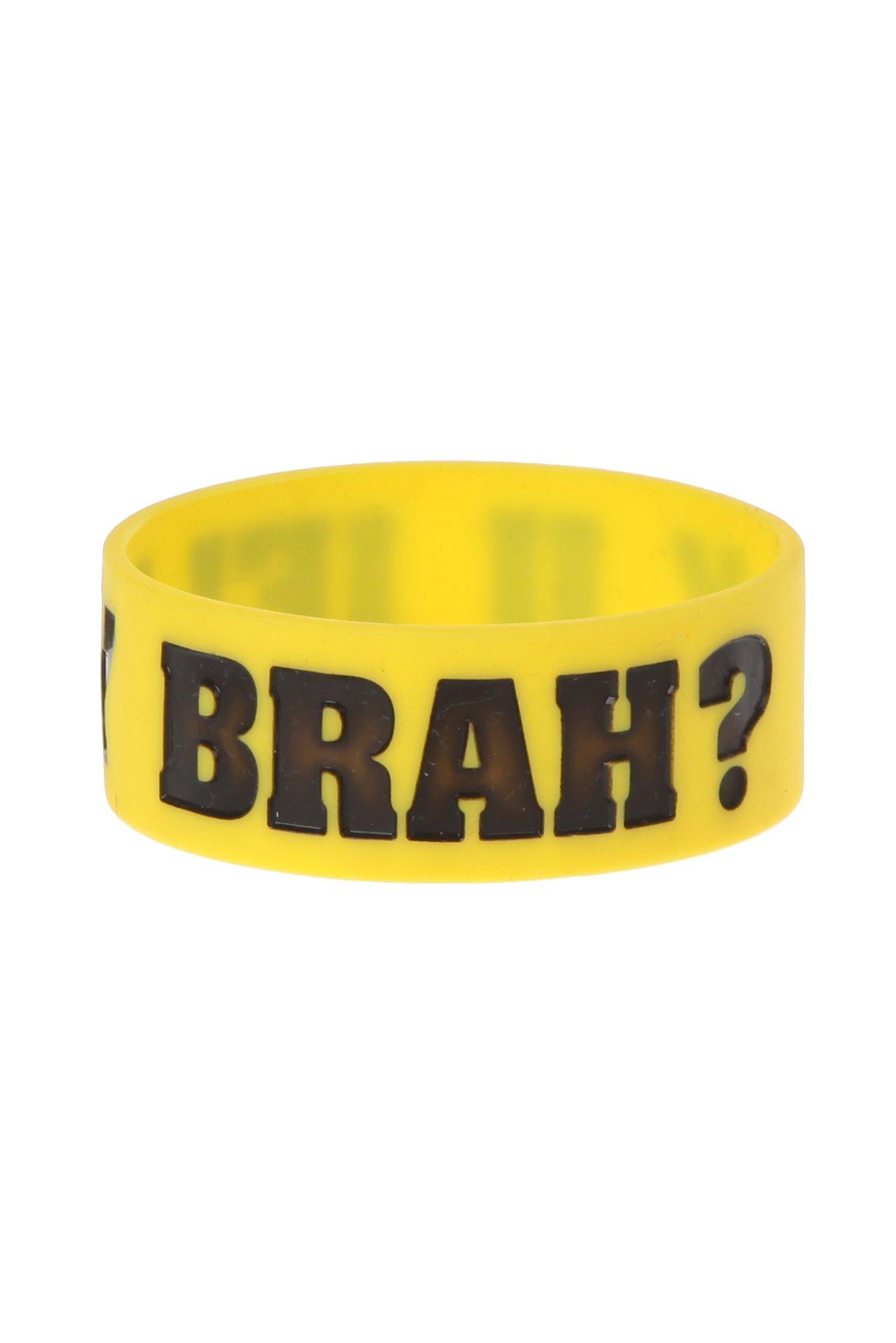 Yellow Y U Jelly Brah? Rubber Bracelet, , alternate