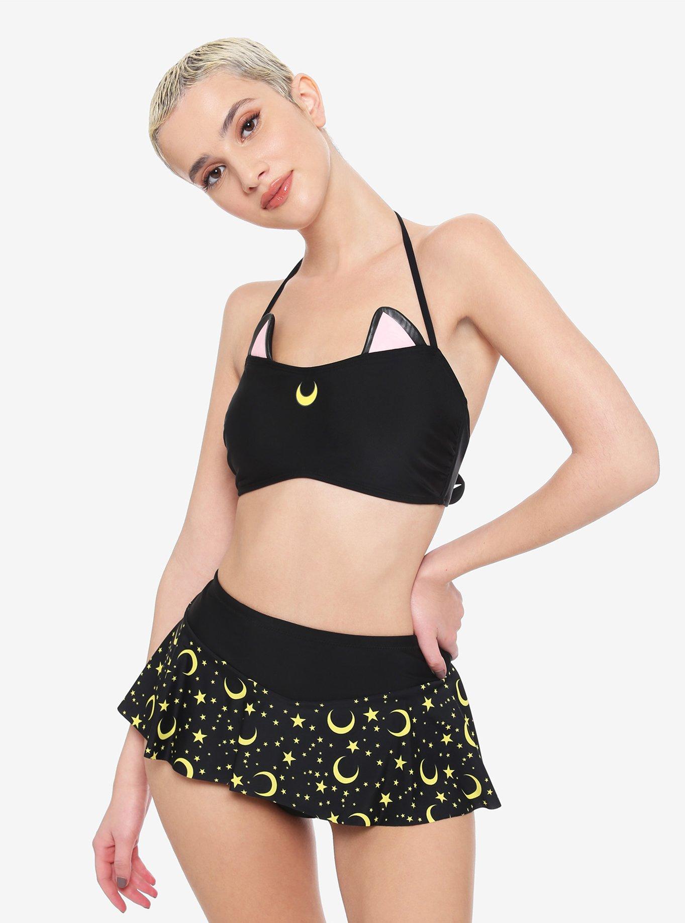 Sailor Moon Luna Halter Swim Top, MULTI, alternate