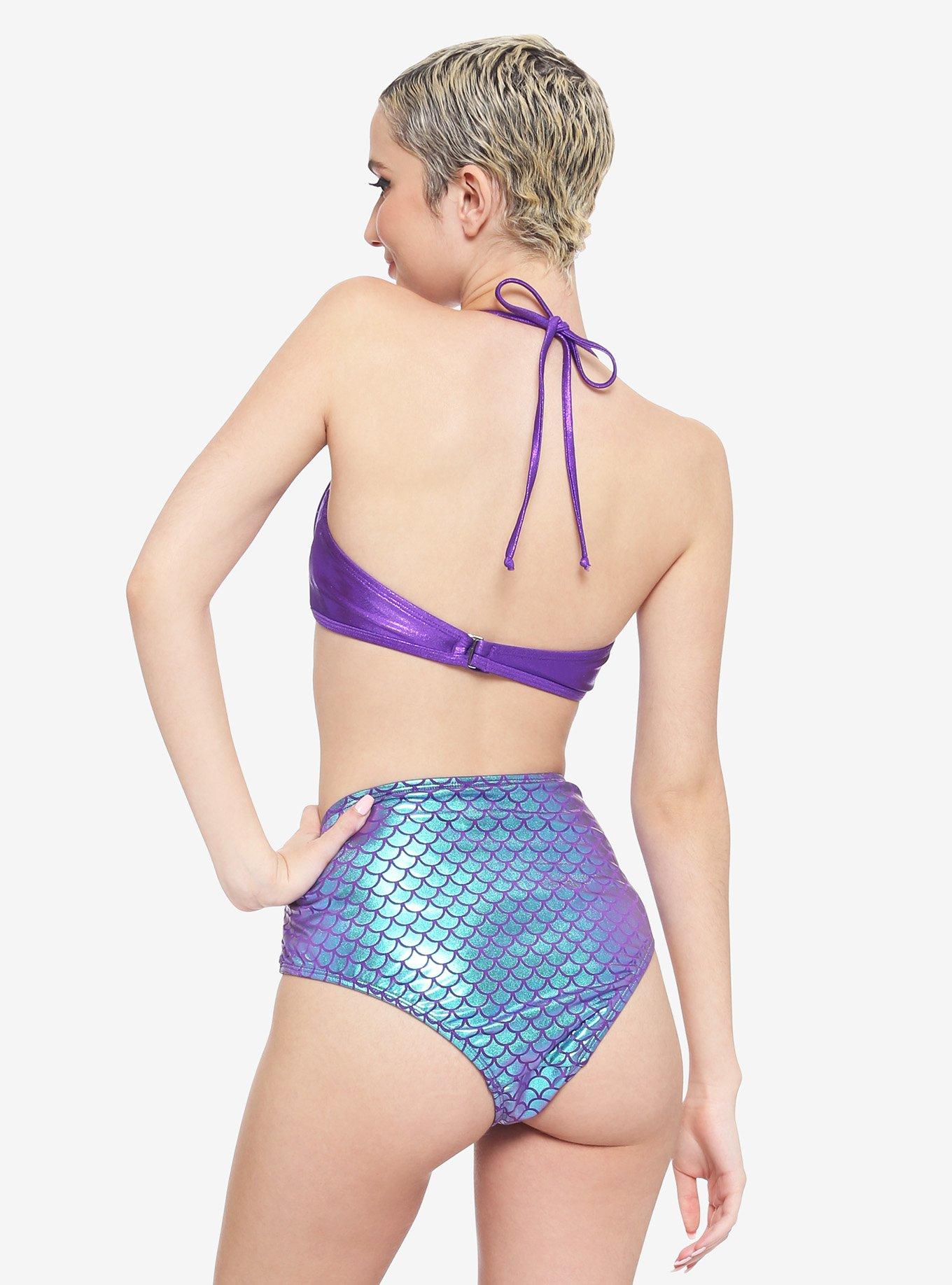 Disney The Little Mermaid Ariel Seashell Halter Swim Top, PURPLE, alternate