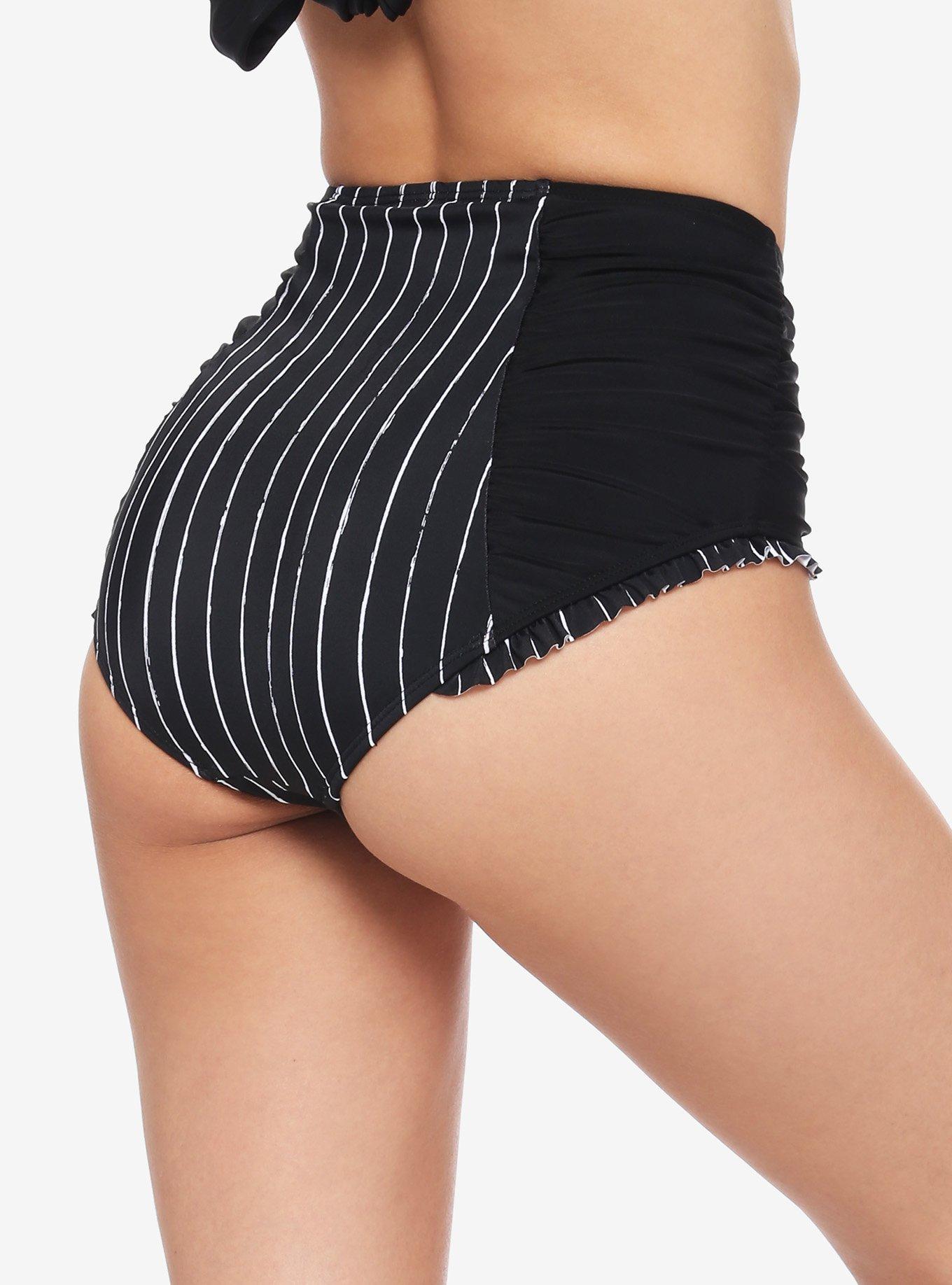 The Nightmare Before Christmas Jack Skellington High-Waisted Swim Bottoms, WHITE, alternate