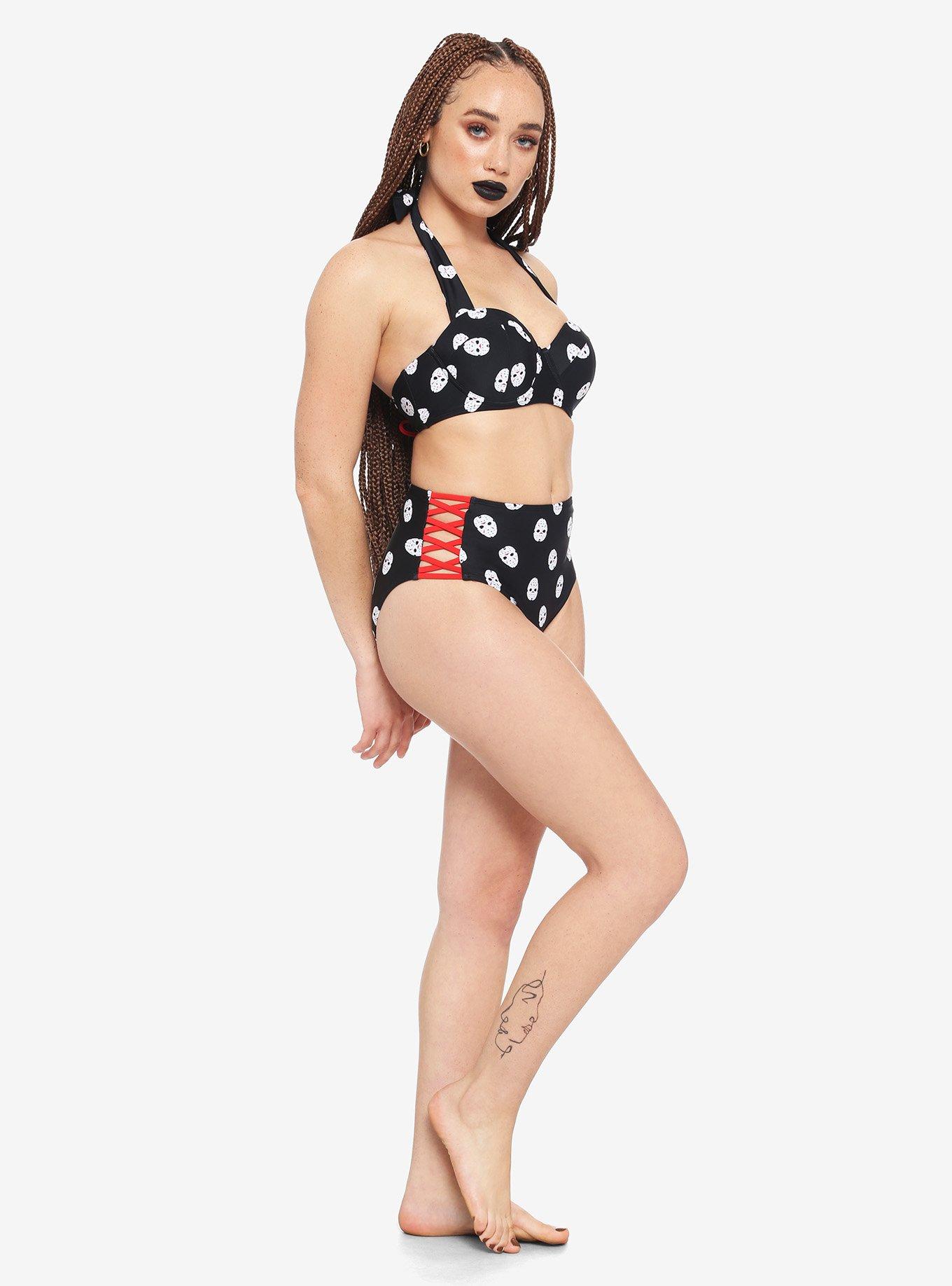 Friday The 13th Jason Mask Halter Swim Top, MULTI, alternate