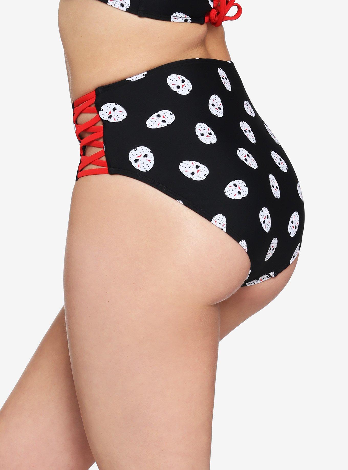 Friday The 13th Jason Mask High-Waisted Swim Bottoms, MULTI, alternate