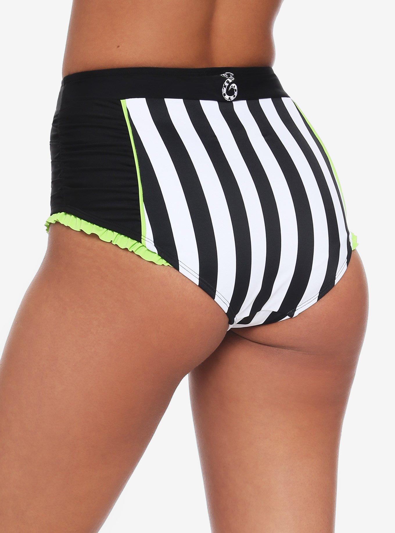 Beetlejuice Stripe High-Waisted Swim Bottoms, MULTI, alternate