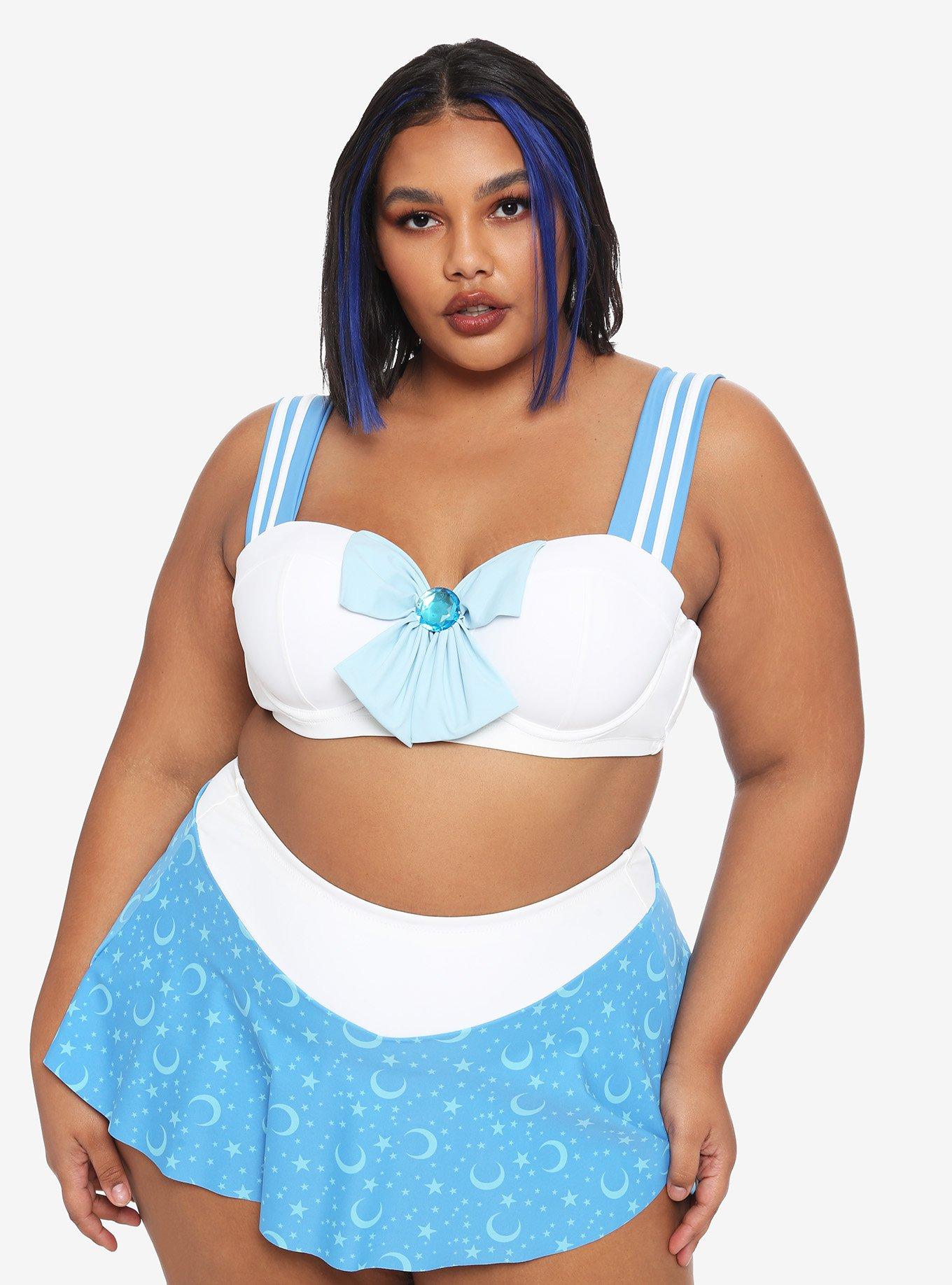 Sailor Moon Sailor Mercury Cosplay Swim Top Plus Size, MULTI, alternate