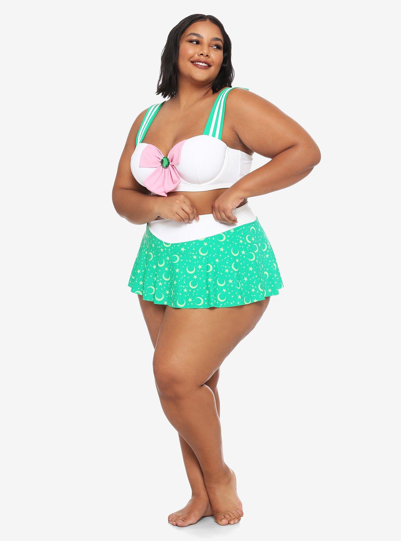 Sailor Moon Sailor Jupiter Cosplay Skirted Swim Bottoms Plus Size, MULTI, alternate