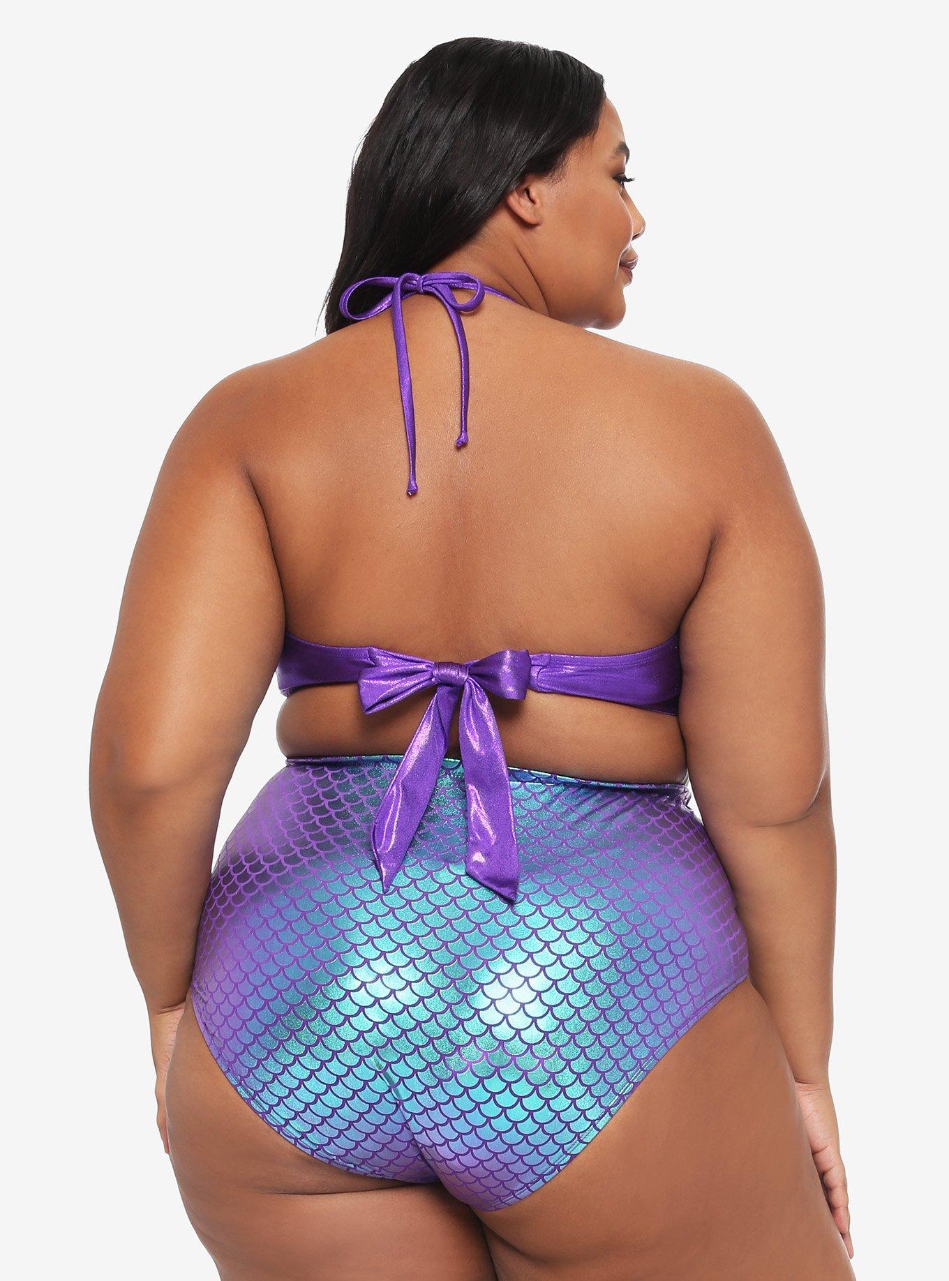 Disney The Little Mermaid Ariel Seashell Halter Swim Top Plus Size, PURPLE, alternate