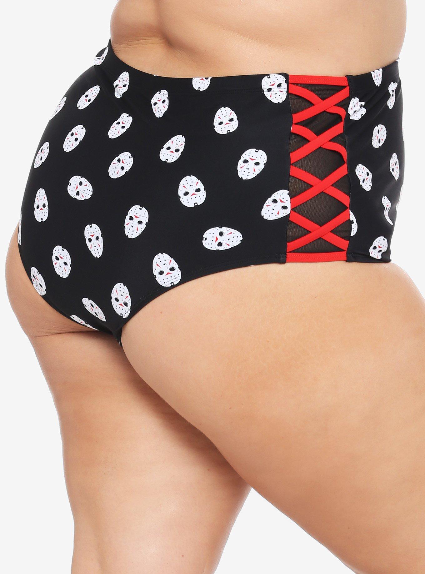 Friday The 13th Jason Mask High-Waisted Swim Bottoms Plus Size, MULTI, alternate