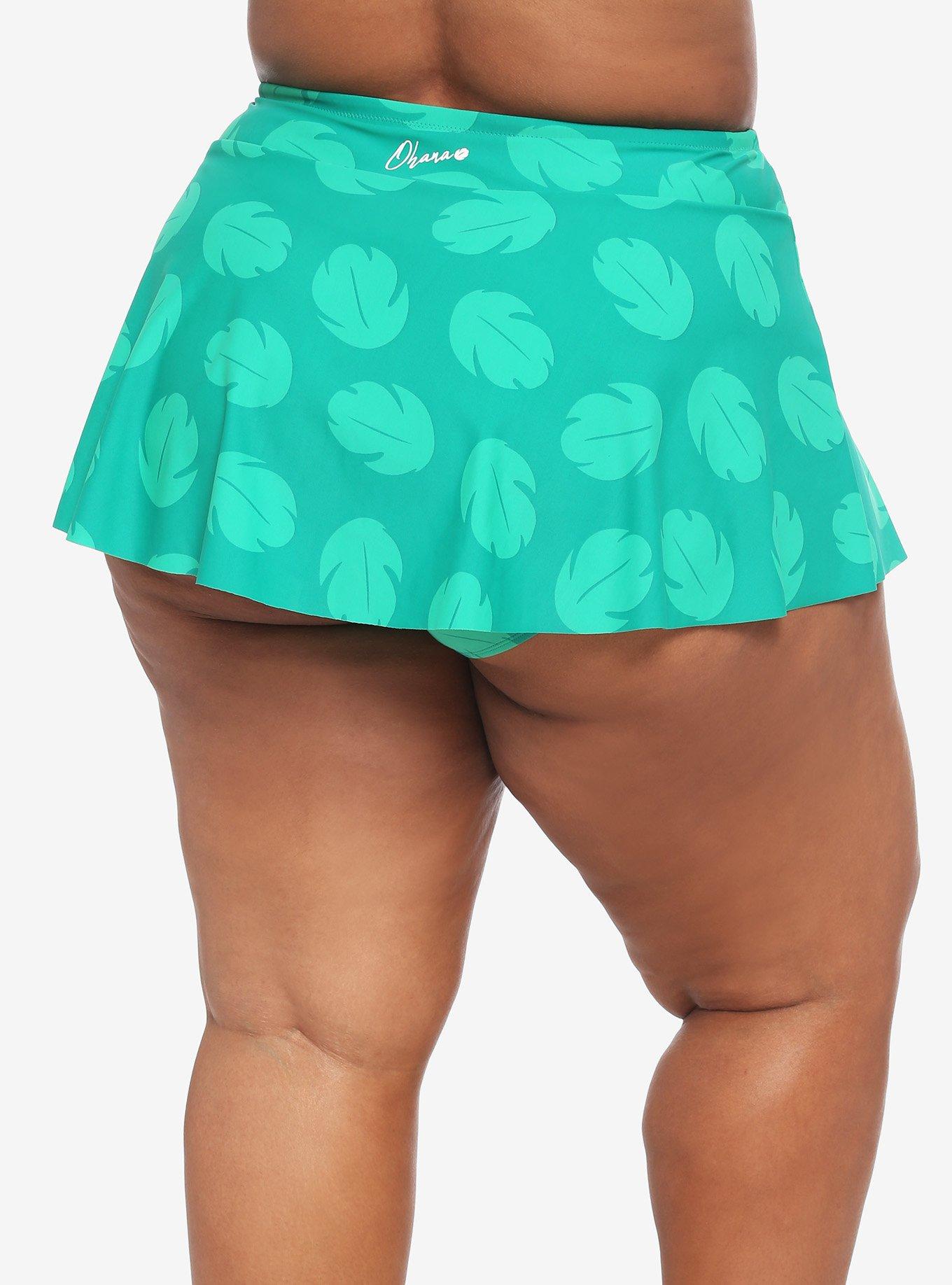 Disney Lilo & Stitch Leaf Print Skirted Swim Bottoms Plus Size, GREEN, alternate