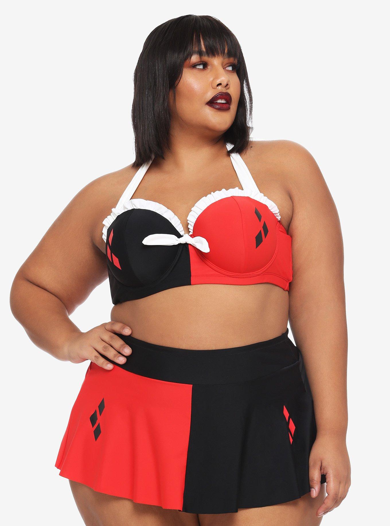 DC Comics Harley Quinn Halter Swim Top Plus Size, MULTI, alternate