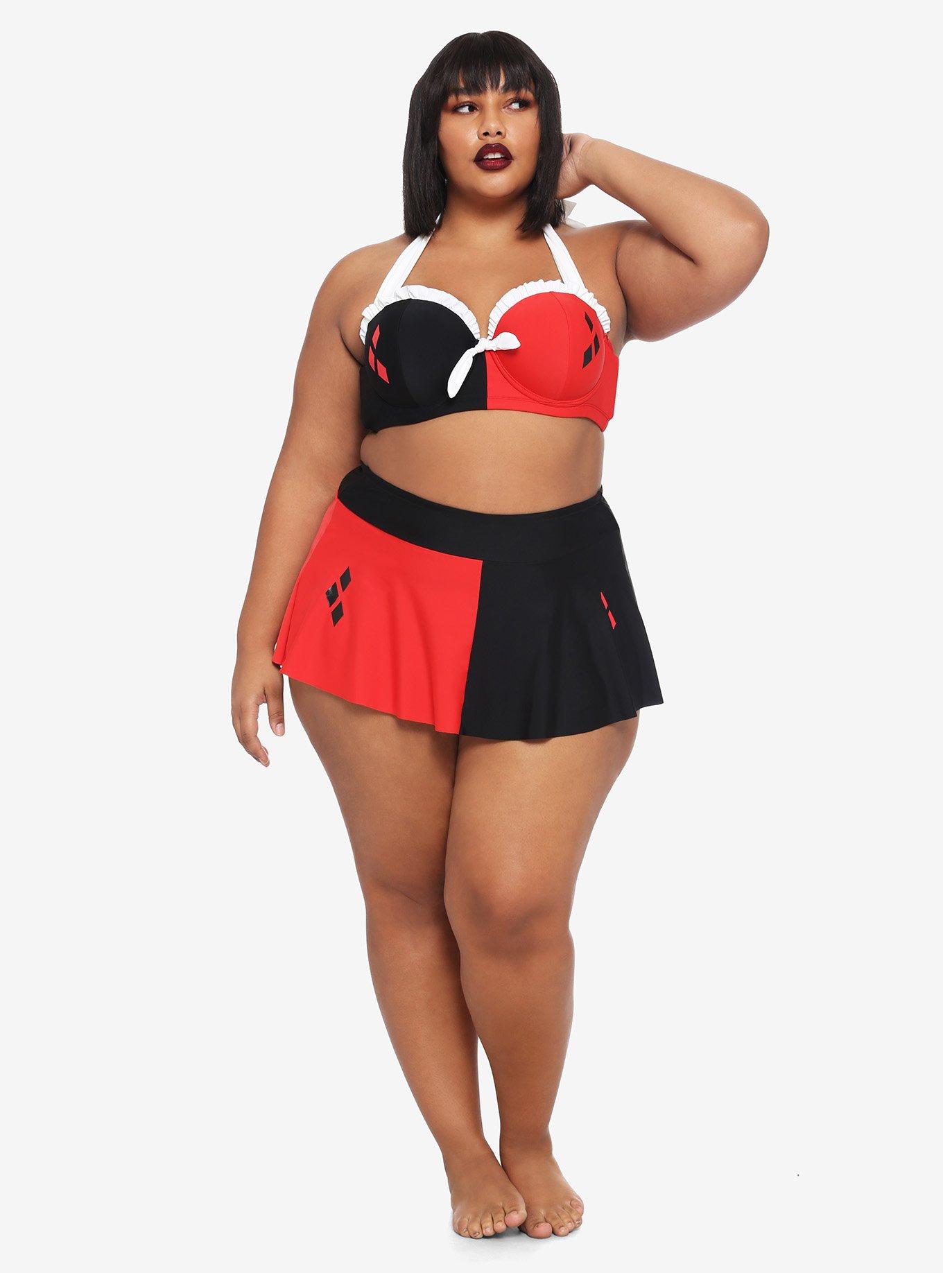 DC Comics Harley Quinn Halter Swim Top Plus Size, MULTI, alternate