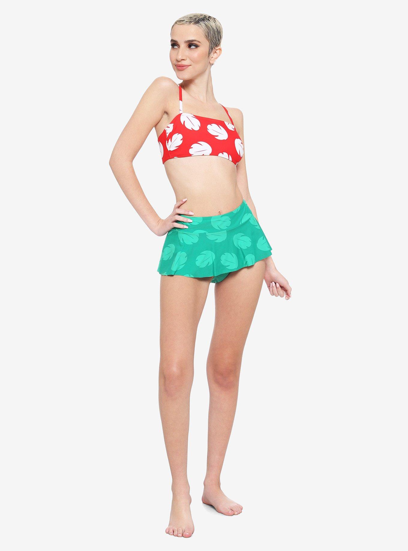 Disney Lilo & Stitch Leaf Print Swim Top, WHITE, alternate