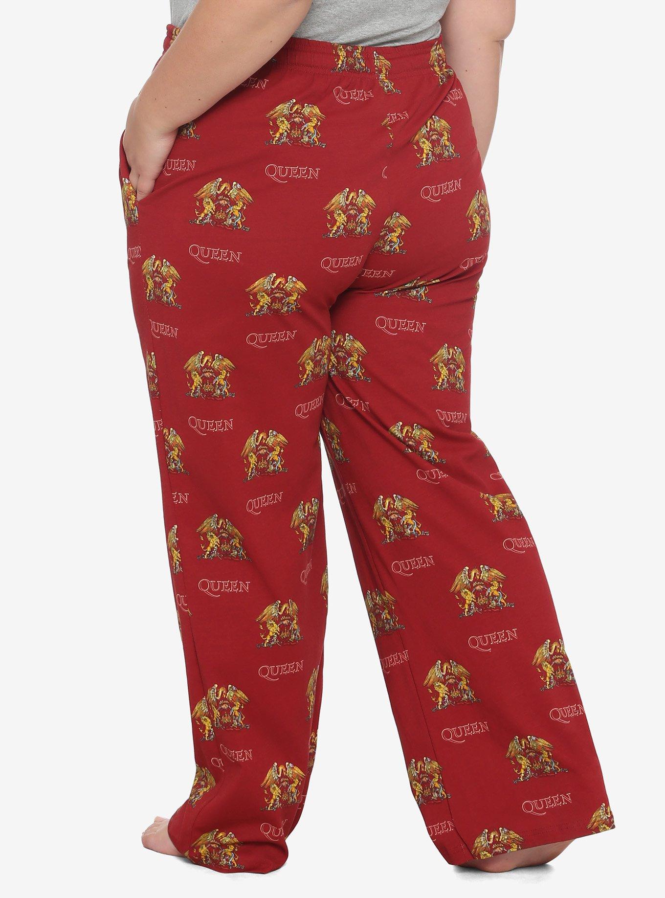 Queen Logo Girls Pajama Pants Plus Size, RED, alternate