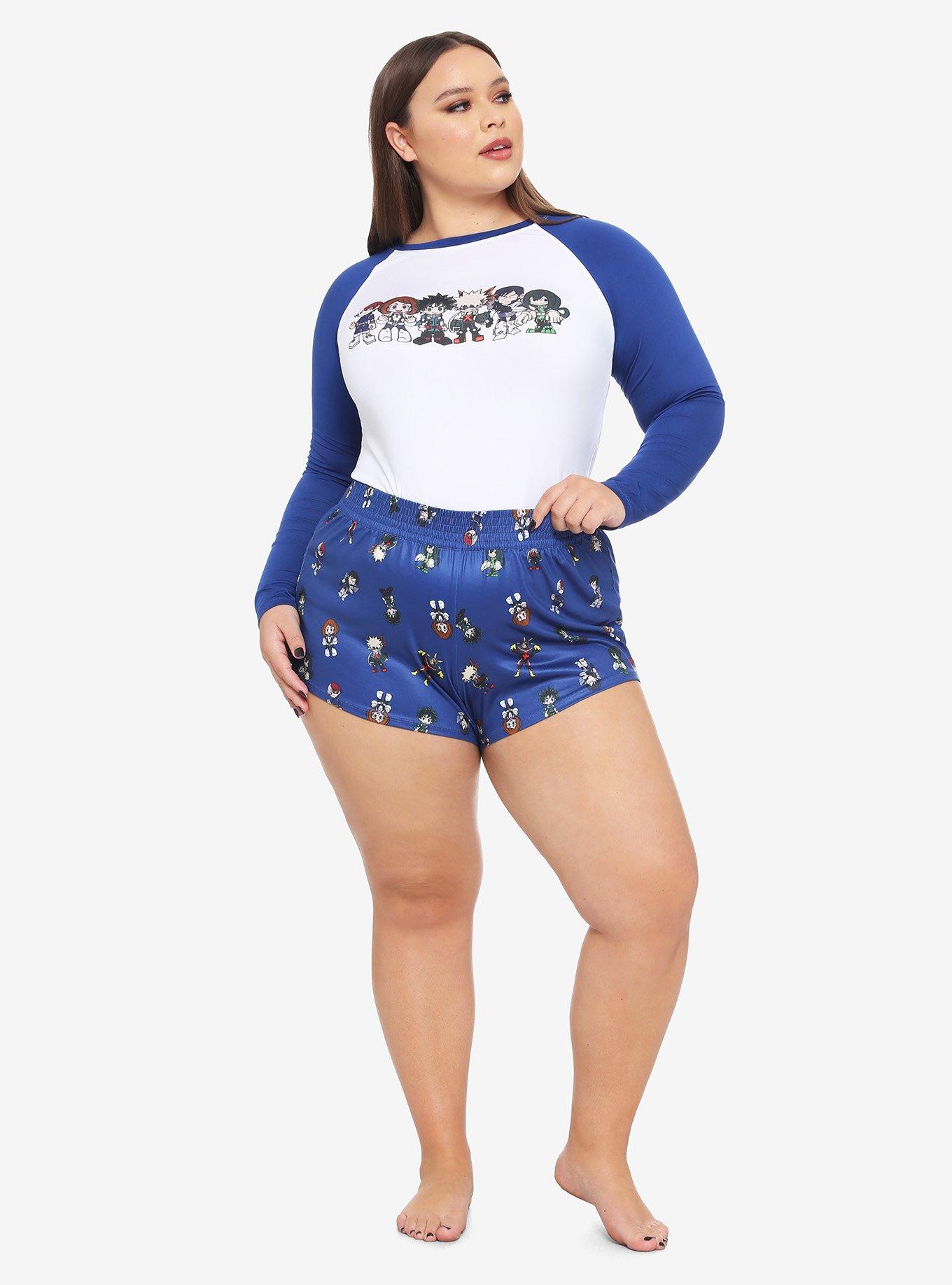 My Hero Academia Chibi Character Girls Rash Guard Plus Size, MULTI, alternate
