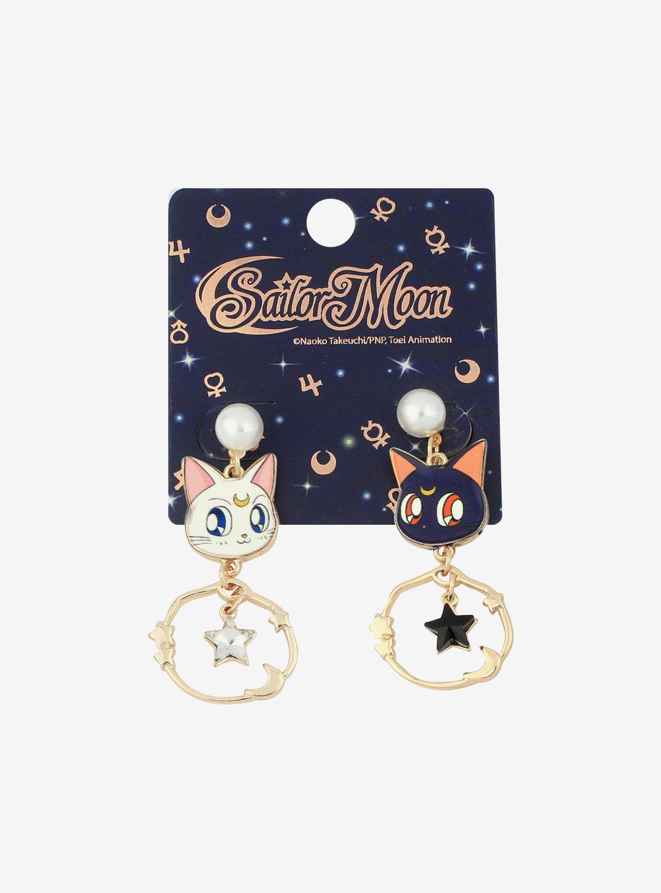 Sailor Moon Luna & Artemis Mismatch Pearl Earrings, , alternate