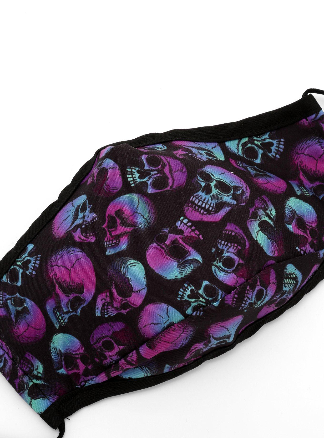 Purple Blue Skull Fashion Face Mask, , alternate