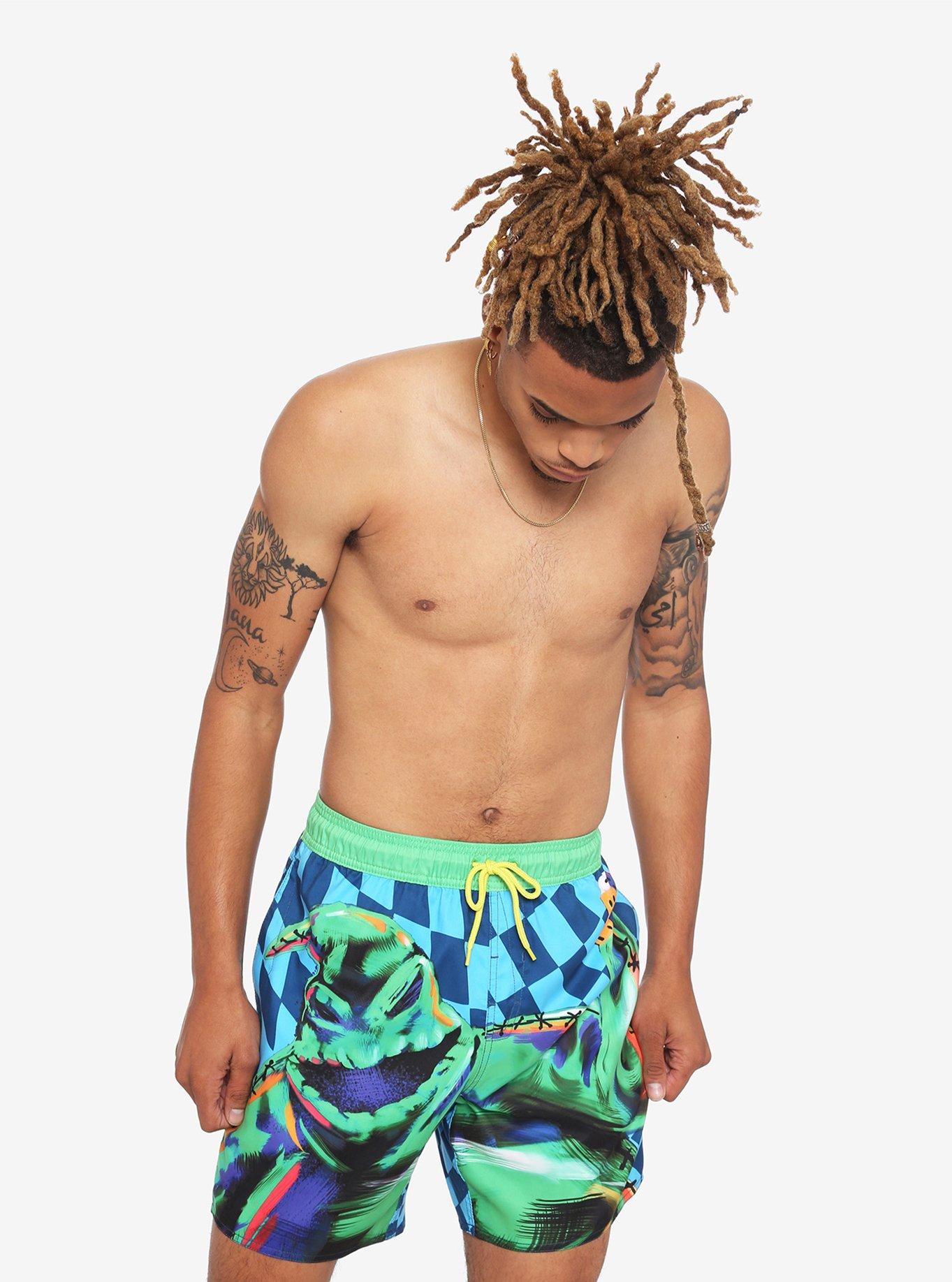 The Nightmare Before Christmas Oogie Boogie Neon Checkered Swim Trunks, MULTI, alternate