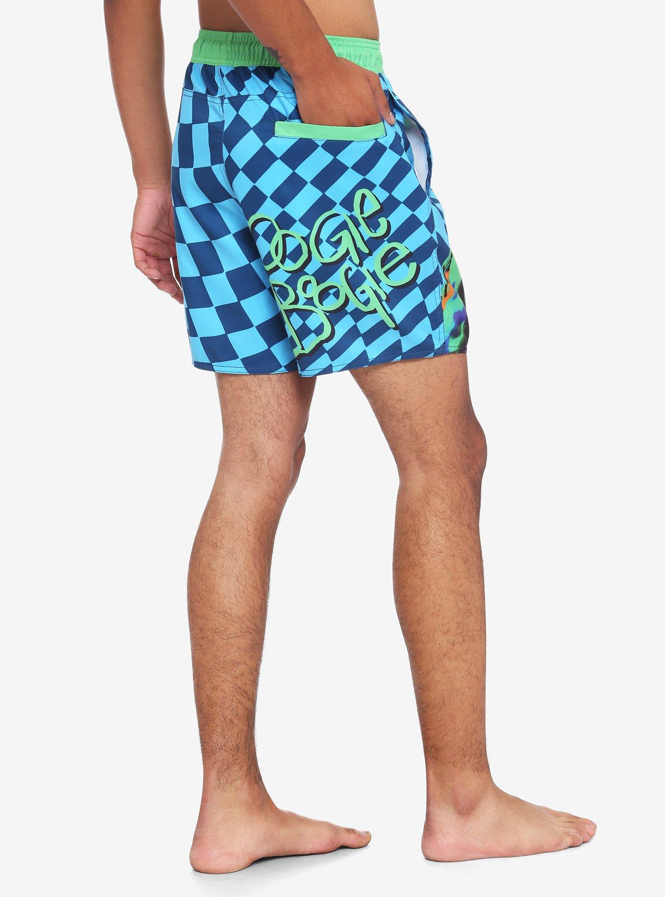 The Nightmare Before Christmas Oogie Boogie Neon Checkered Swim Trunks, MULTI, alternate