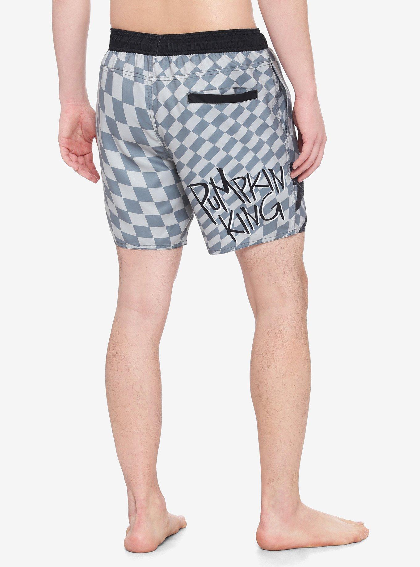 The Nightmare Before Christmas Checkered Jack Skellington Swim Trunks, WHITE, alternate