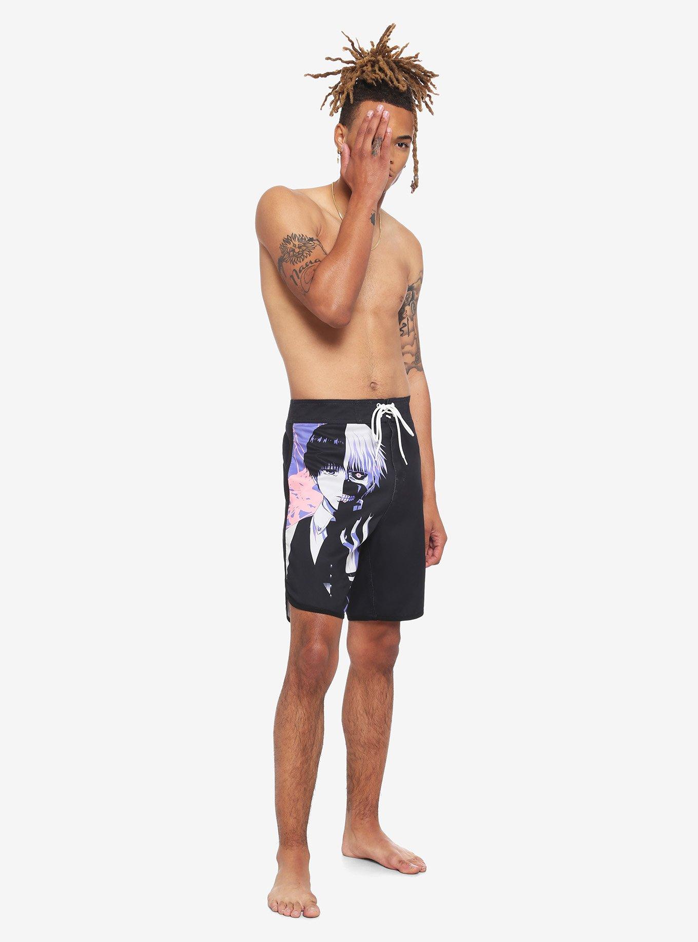 Tokyo Ghoul Kaneki Split Swim Trunks, MULTI, alternate