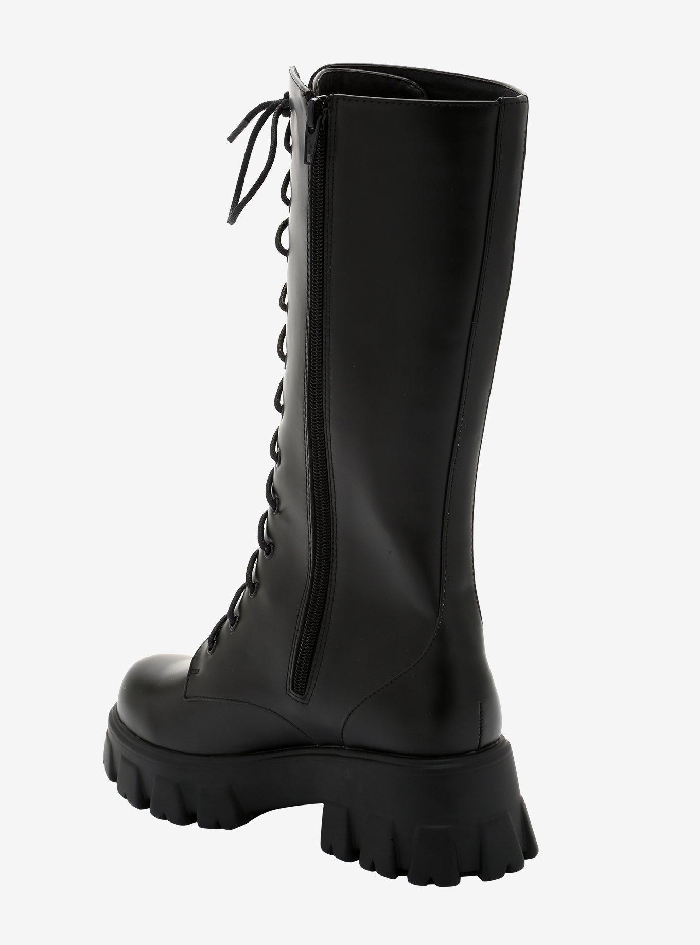 Black Kicker Calf Combat Boots, MULTI, alternate