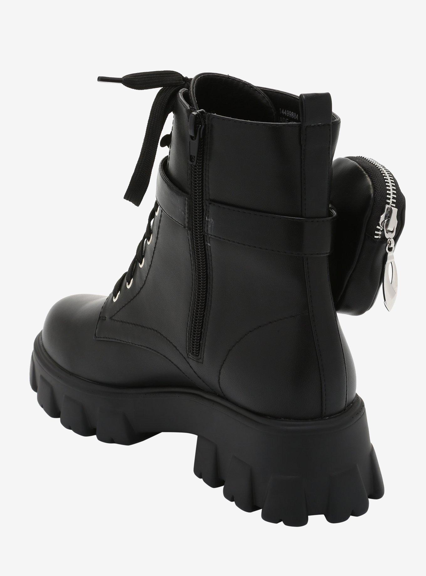 Black Side Pouch Combat Boots, MULTI, alternate