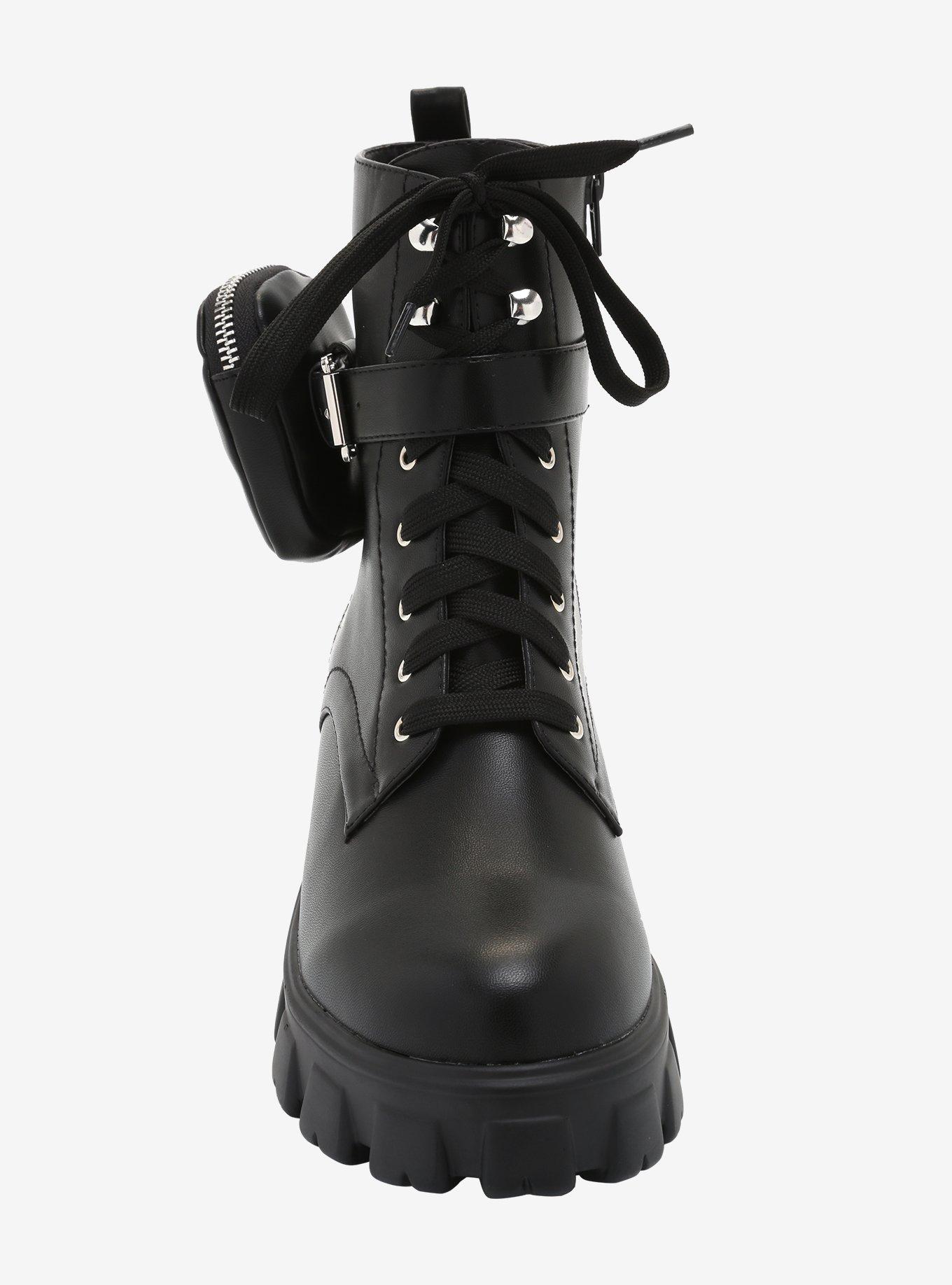 Black Side Pouch Combat Boots, MULTI, alternate