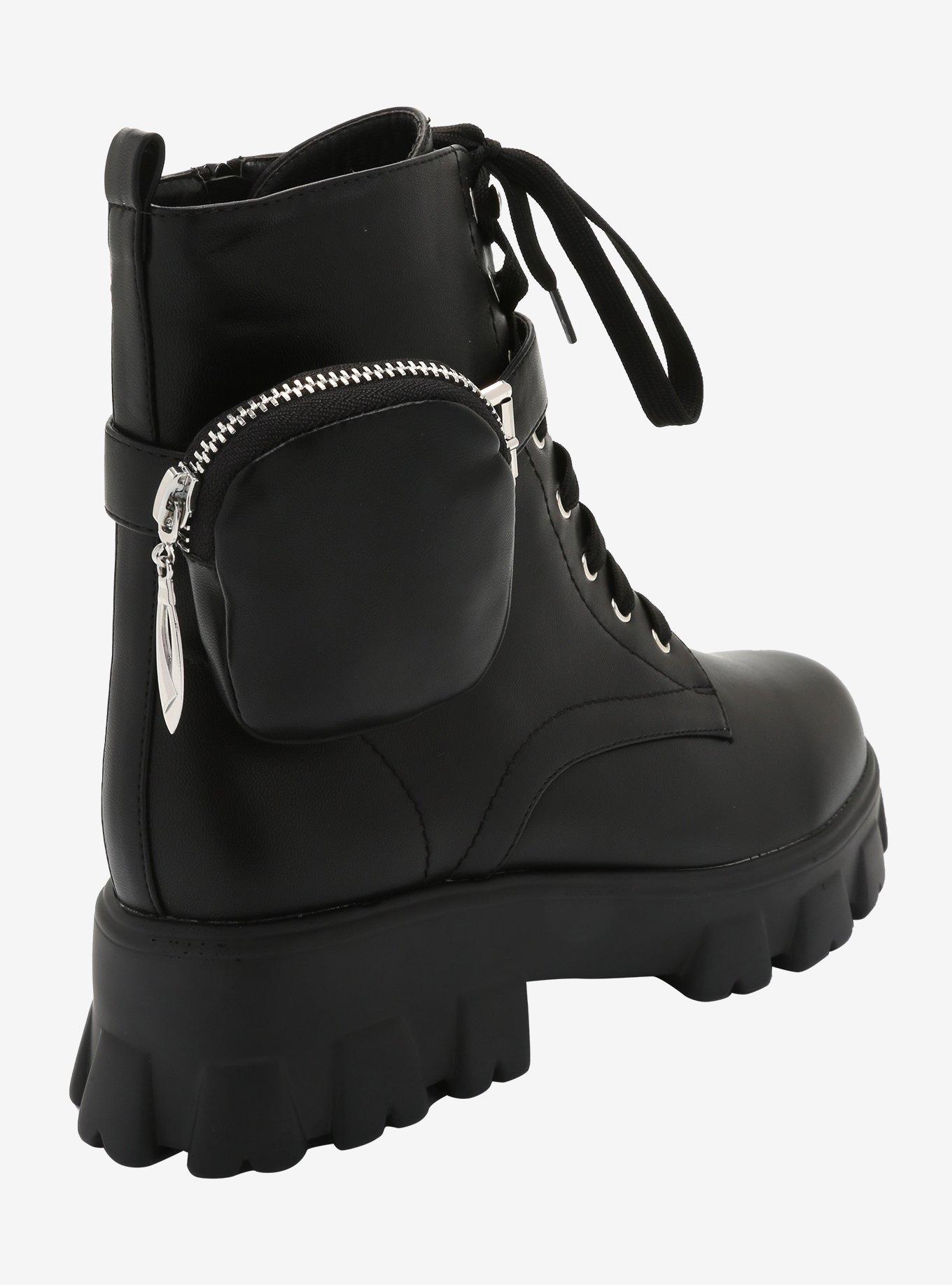 Black Side Pouch Combat Boots, MULTI, alternate