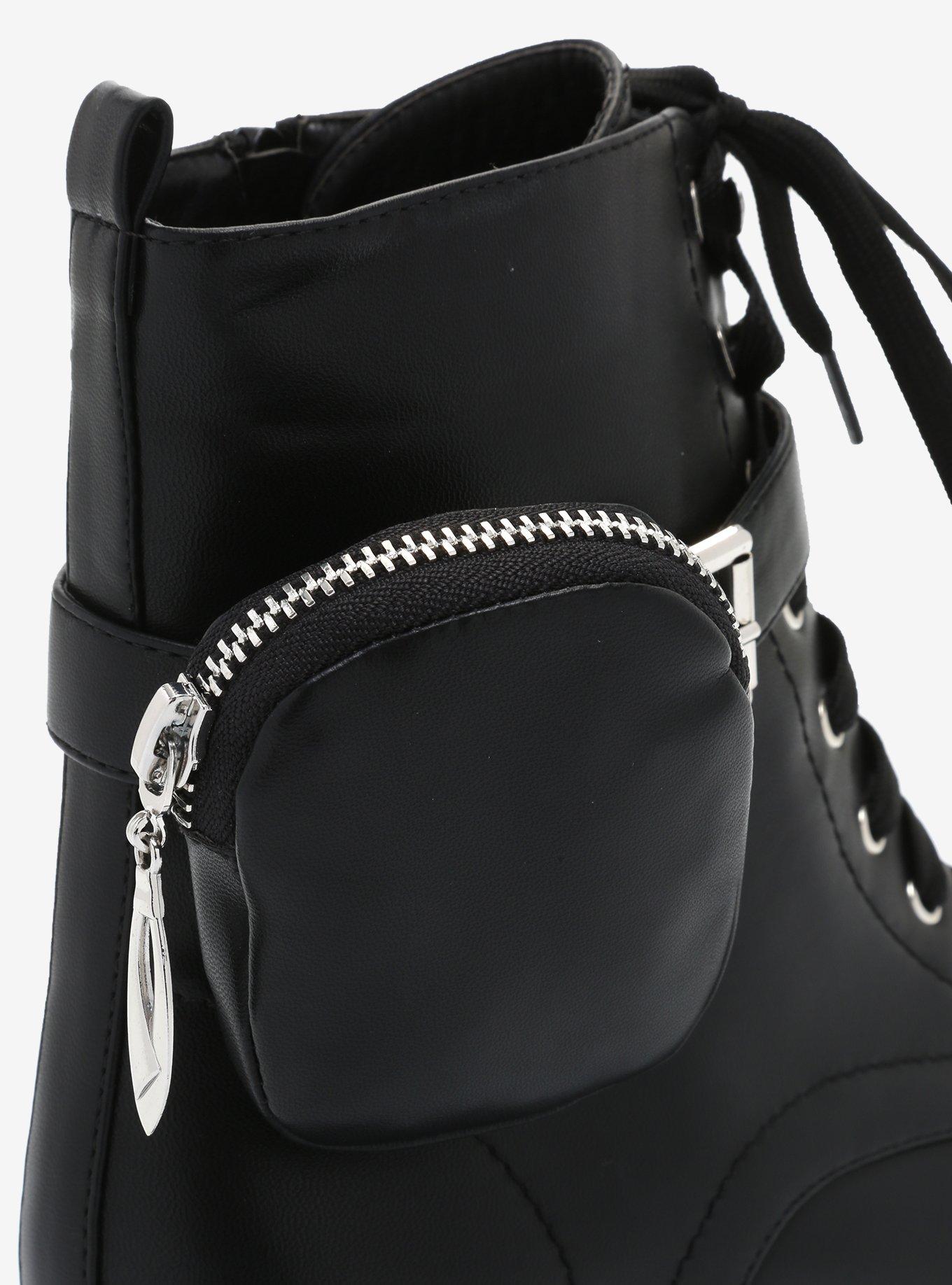 Black Side Pouch Combat Boots, MULTI, alternate