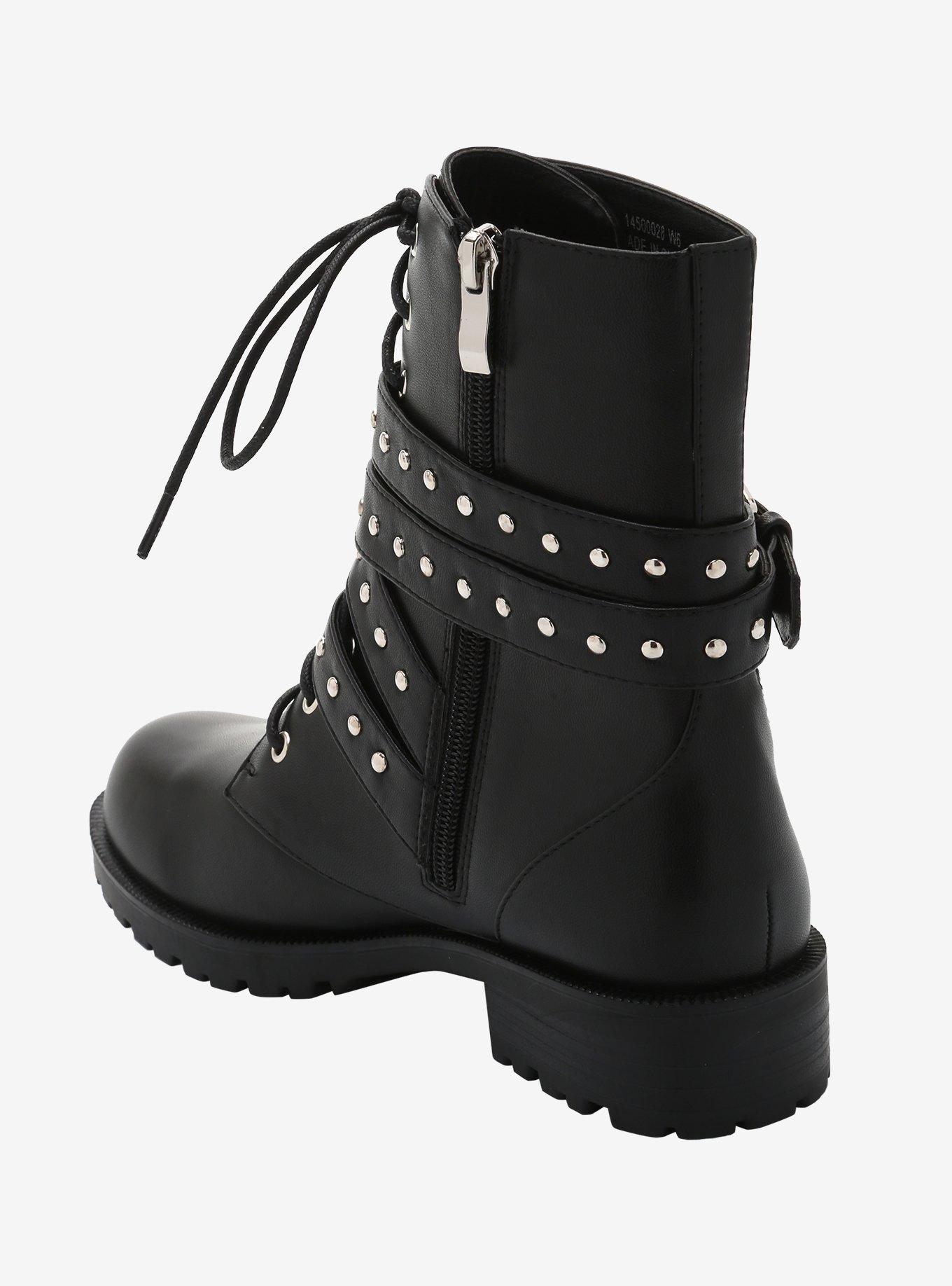 Stud Multi Strap Combat Boots, MULTI, alternate