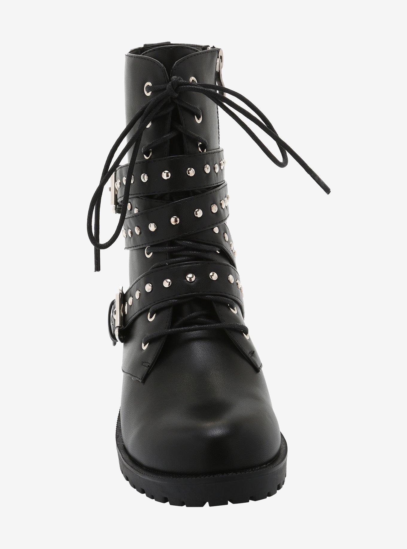 Stud Multi Strap Combat Boots, MULTI, alternate