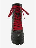 Red Lace Quilted Platform Combat Boots, MULTI, alternate