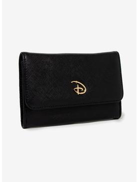 Disney Signature D Logo Gold Black Vegan Leather Foldover Wallet, , hi-res