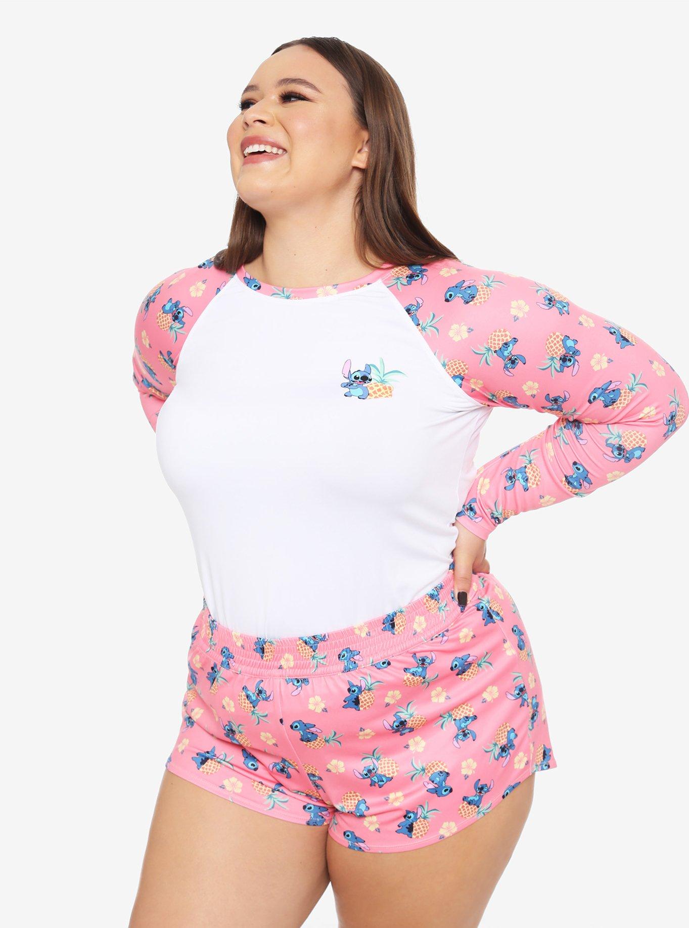 Disney Lilo & Stitch Pineapple Rash Guard Plus Size, MULTI, alternate