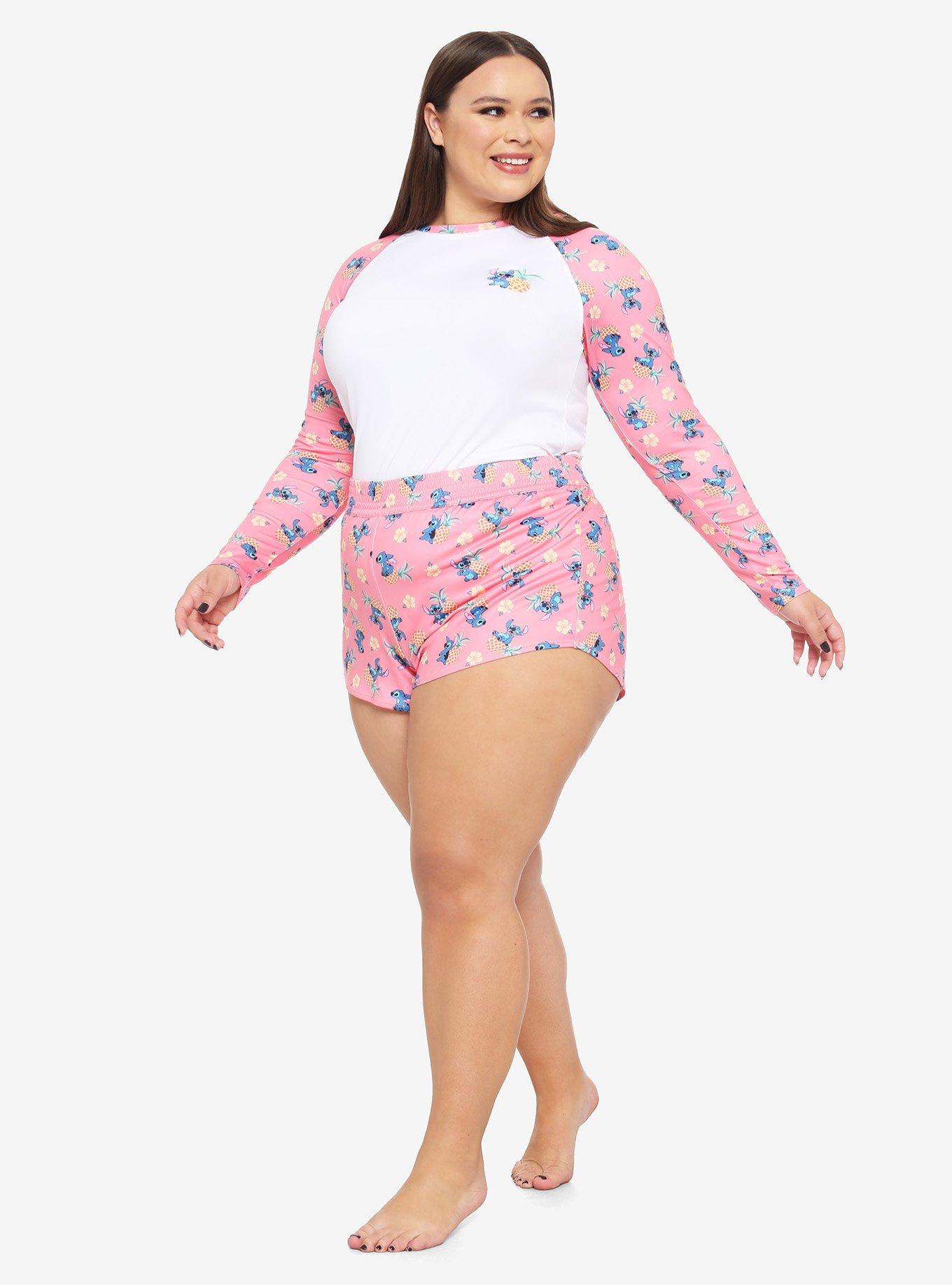Disney Lilo & Stitch Pineapple Rash Guard Plus Size, MULTI, alternate