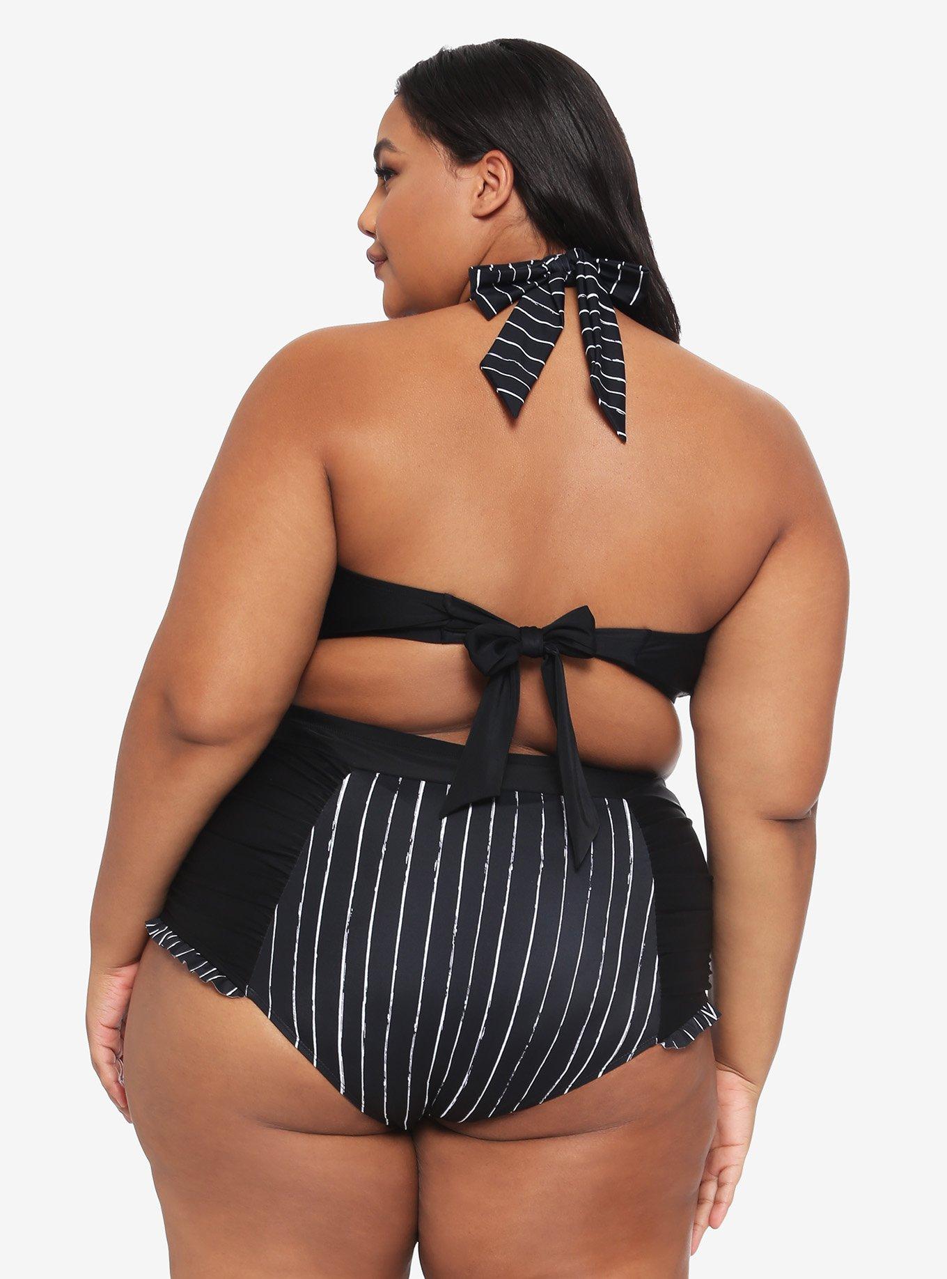 The Nightmare Before Christmas Jack Skellington Halter Swim Top Plus Size, MULTI, alternate