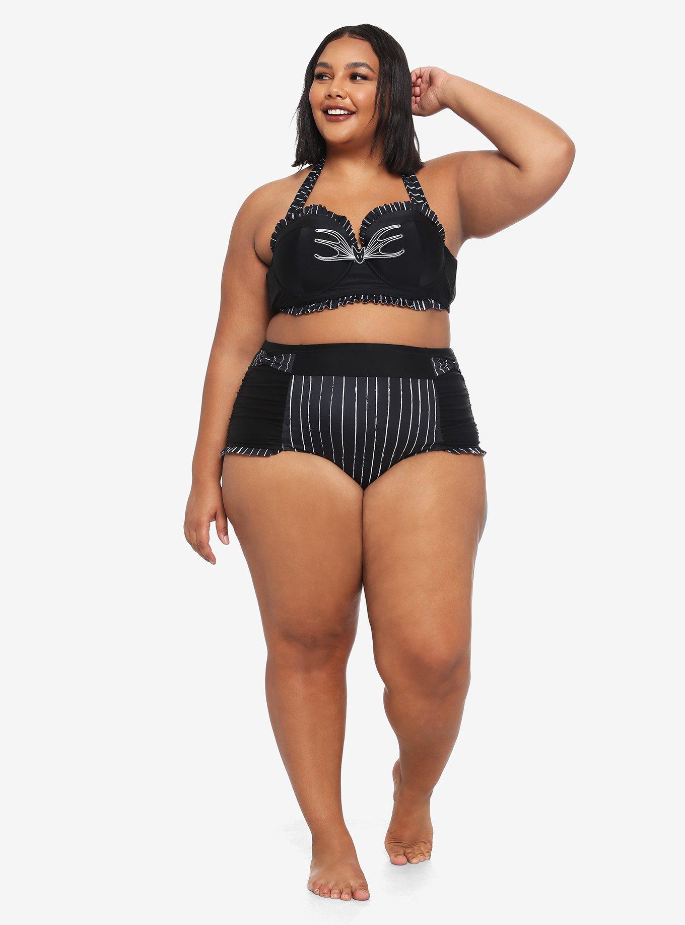 The Nightmare Before Christmas Jack Skellington Halter Swim Top Plus Size, MULTI, alternate