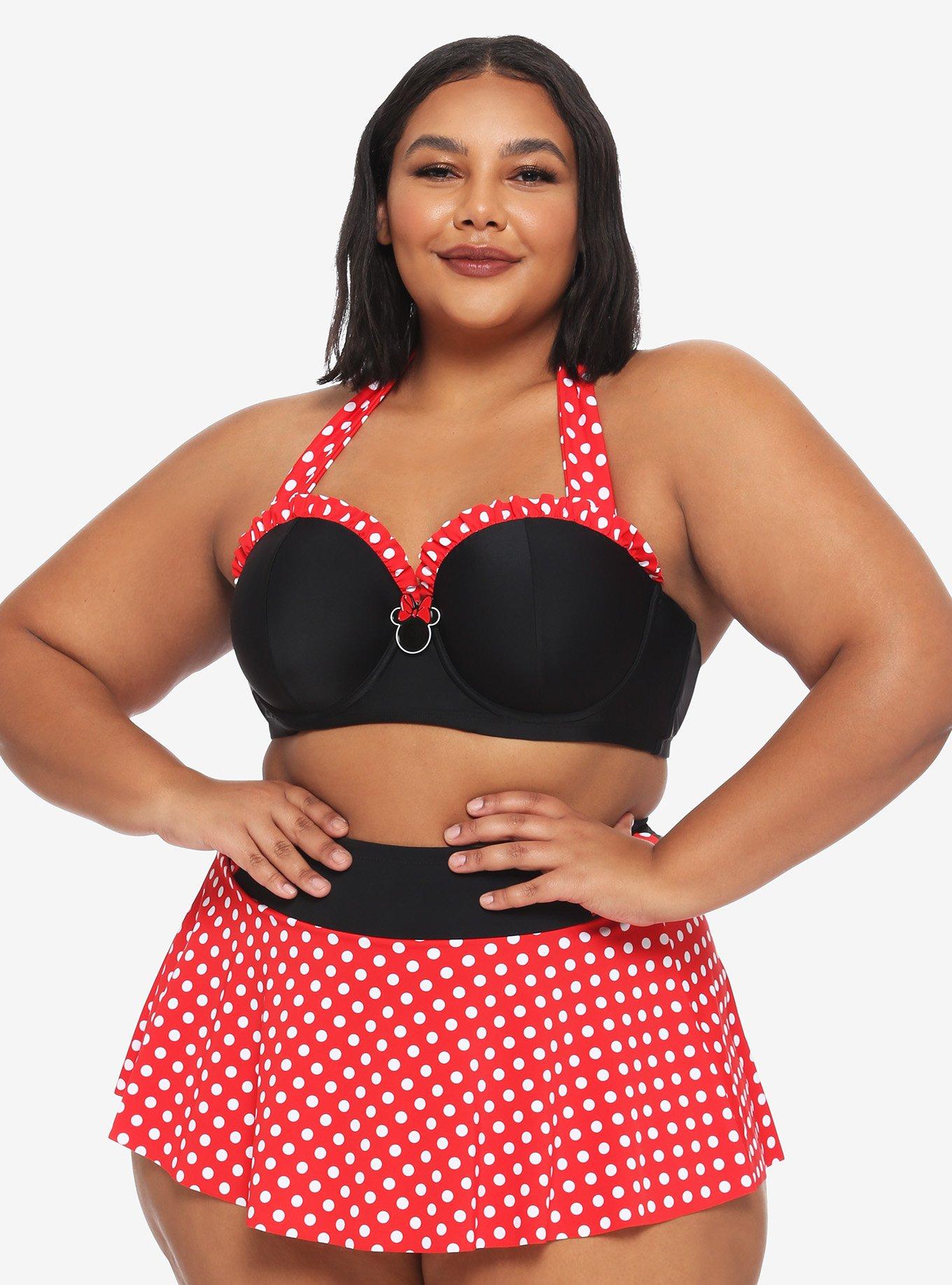Disney Minnie Mouse Ruffle Halter Swim Top Plus Size, MULTI, alternate
