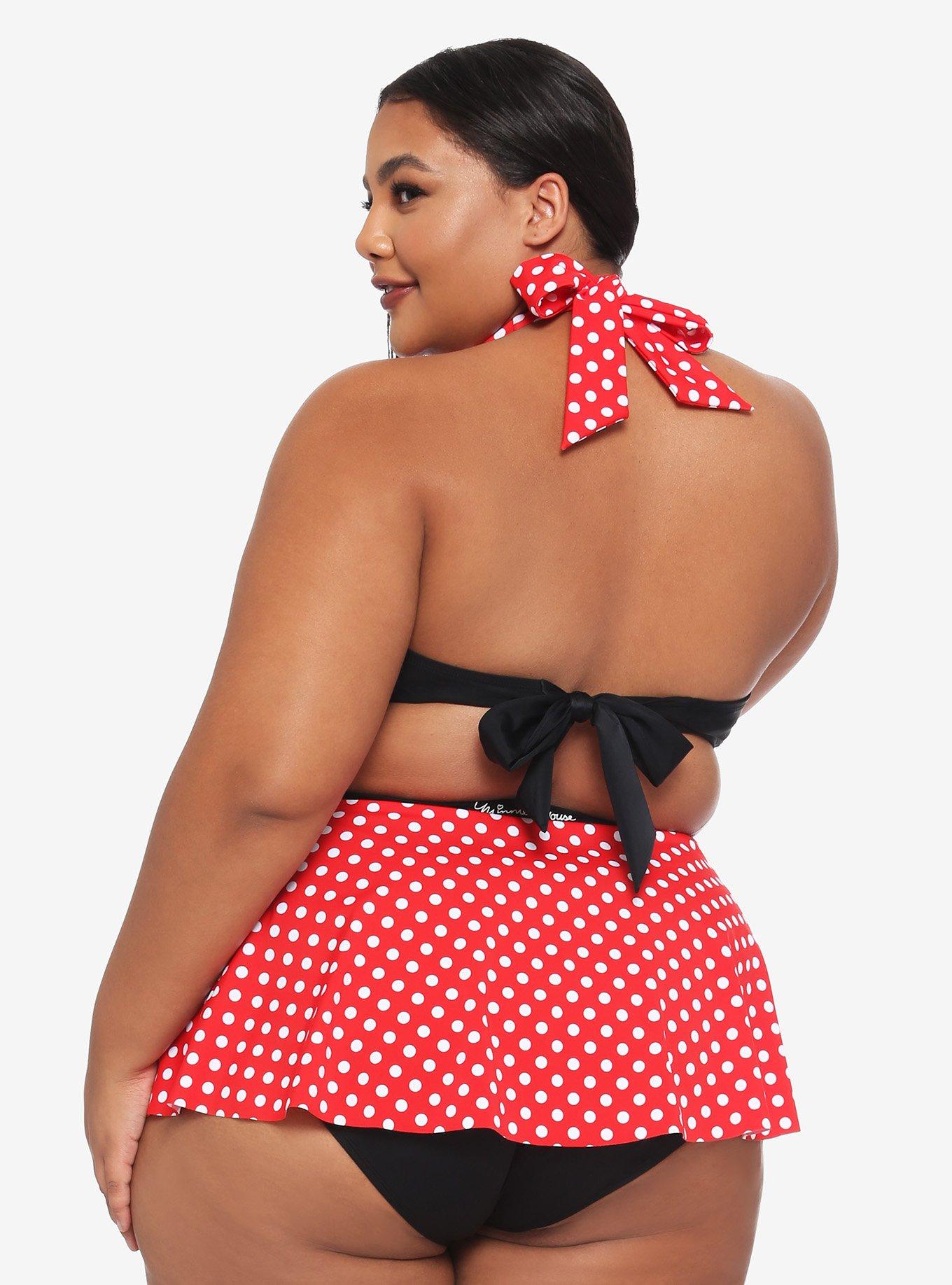 Disney Minnie Mouse Ruffle Halter Swim Top Plus Size, MULTI, alternate
