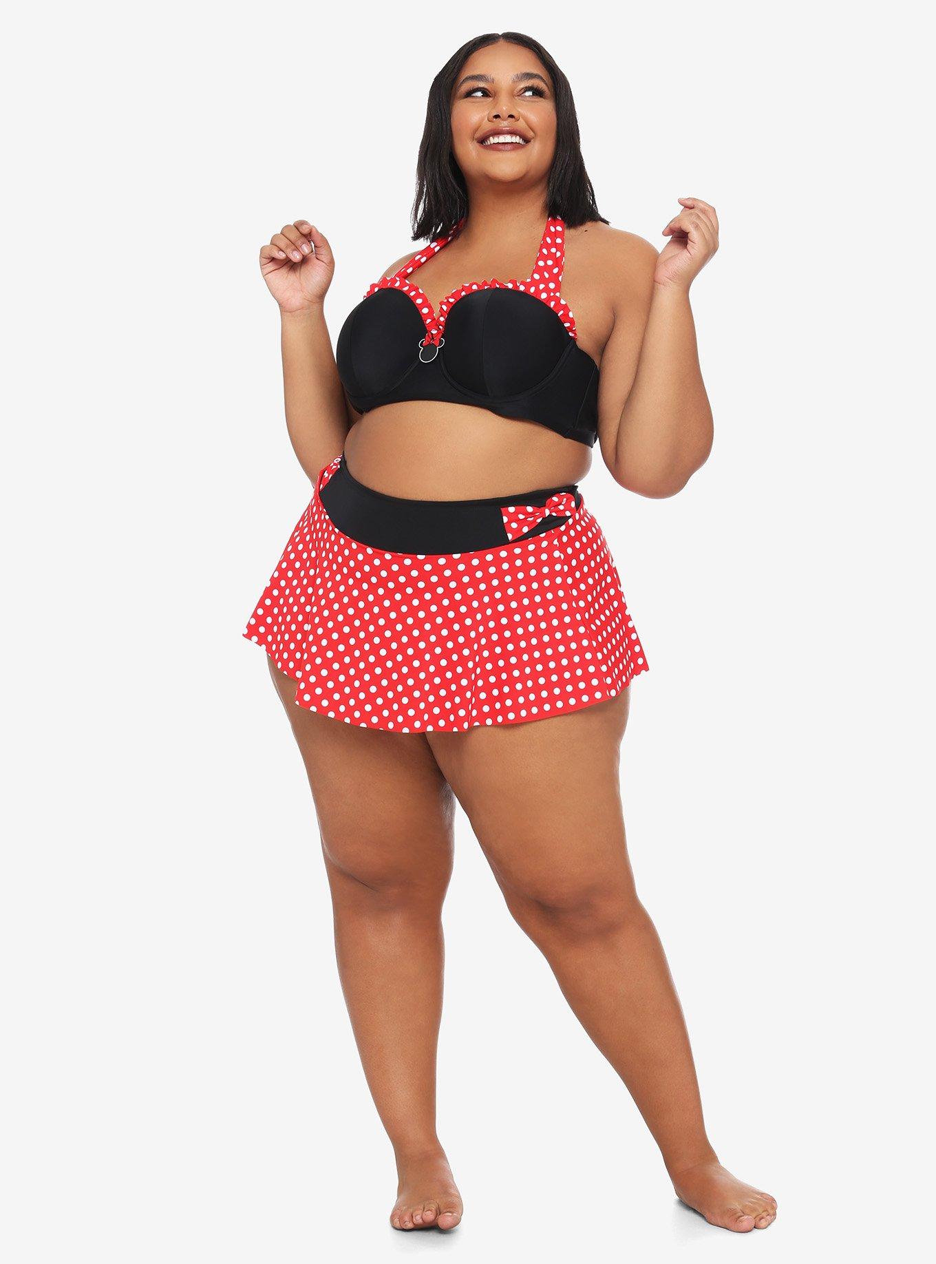 Disney Minnie Mouse Ruffle Halter Swim Top Plus Size, MULTI, alternate