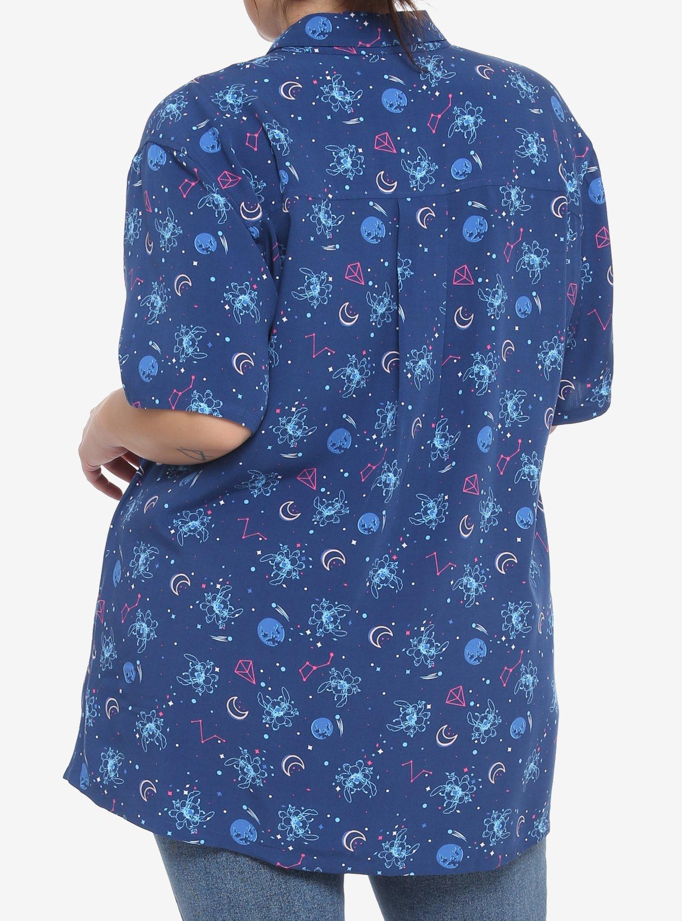 Disney Lilo & Stitch Cosmic Stitch Woven Button-Up Plus Size, MULTI, alternate