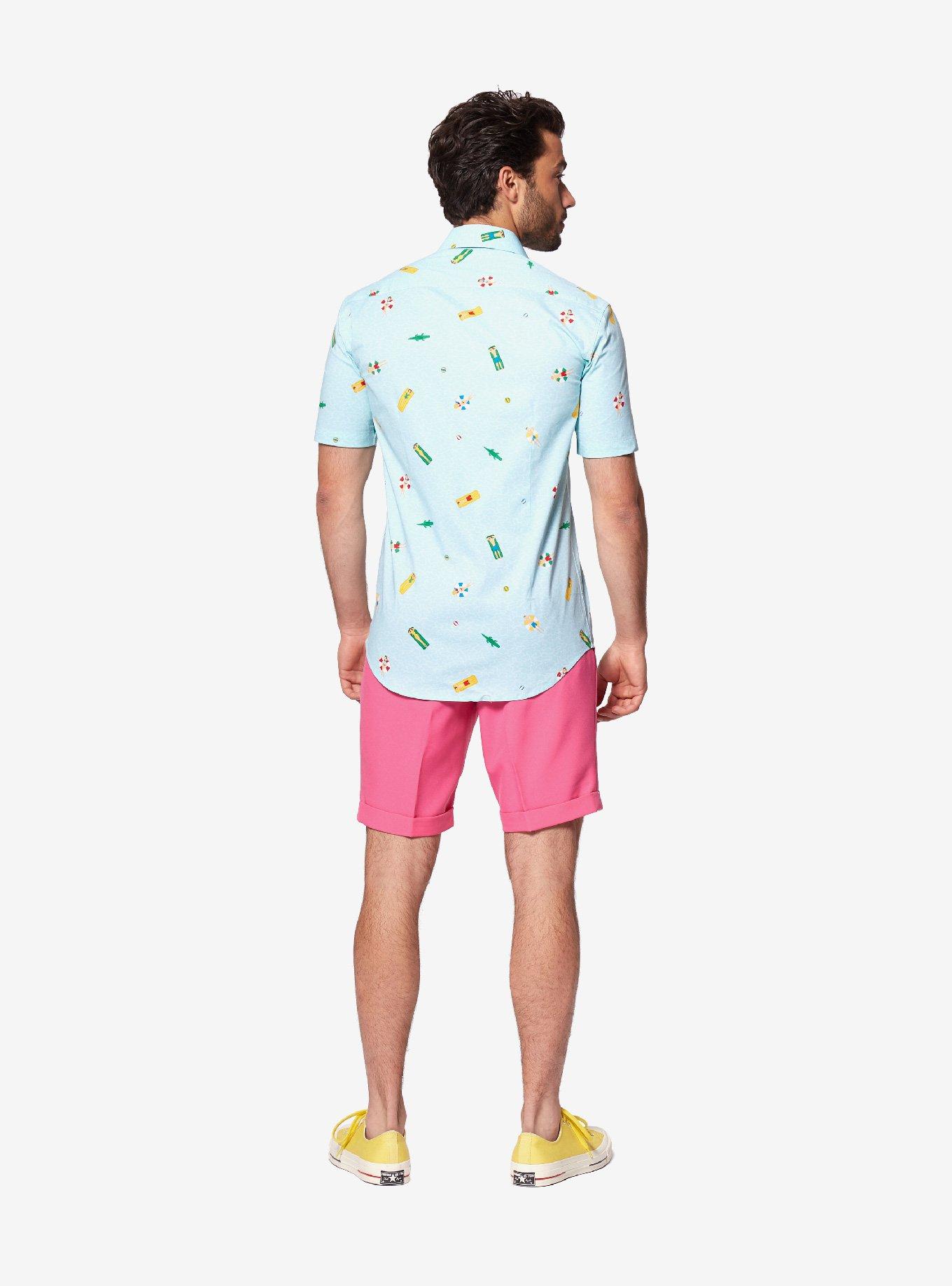 Opposuits Men's Pool Life Water Summer Button-Up Shirt, BLUE, alternate
