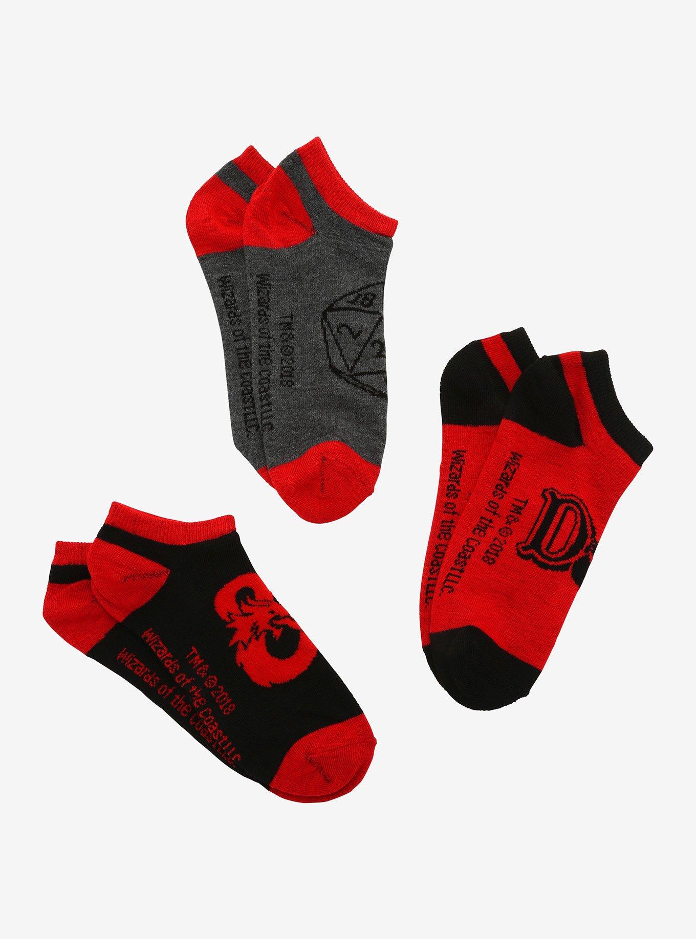 Dungeons & Dragons Logo No-Show Socks 3 Pair, , alternate
